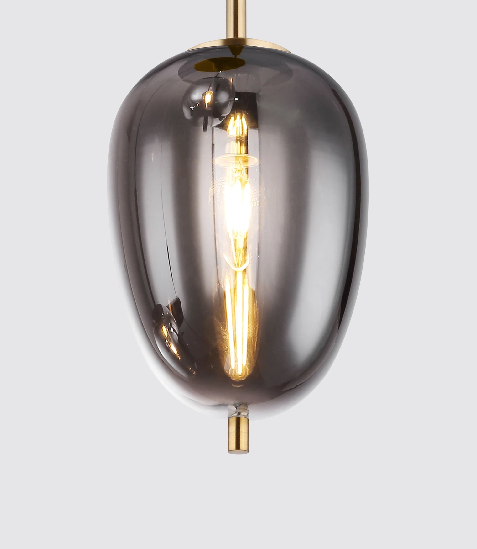 3-Flammige Pendelleuchte graues Rauchglas 