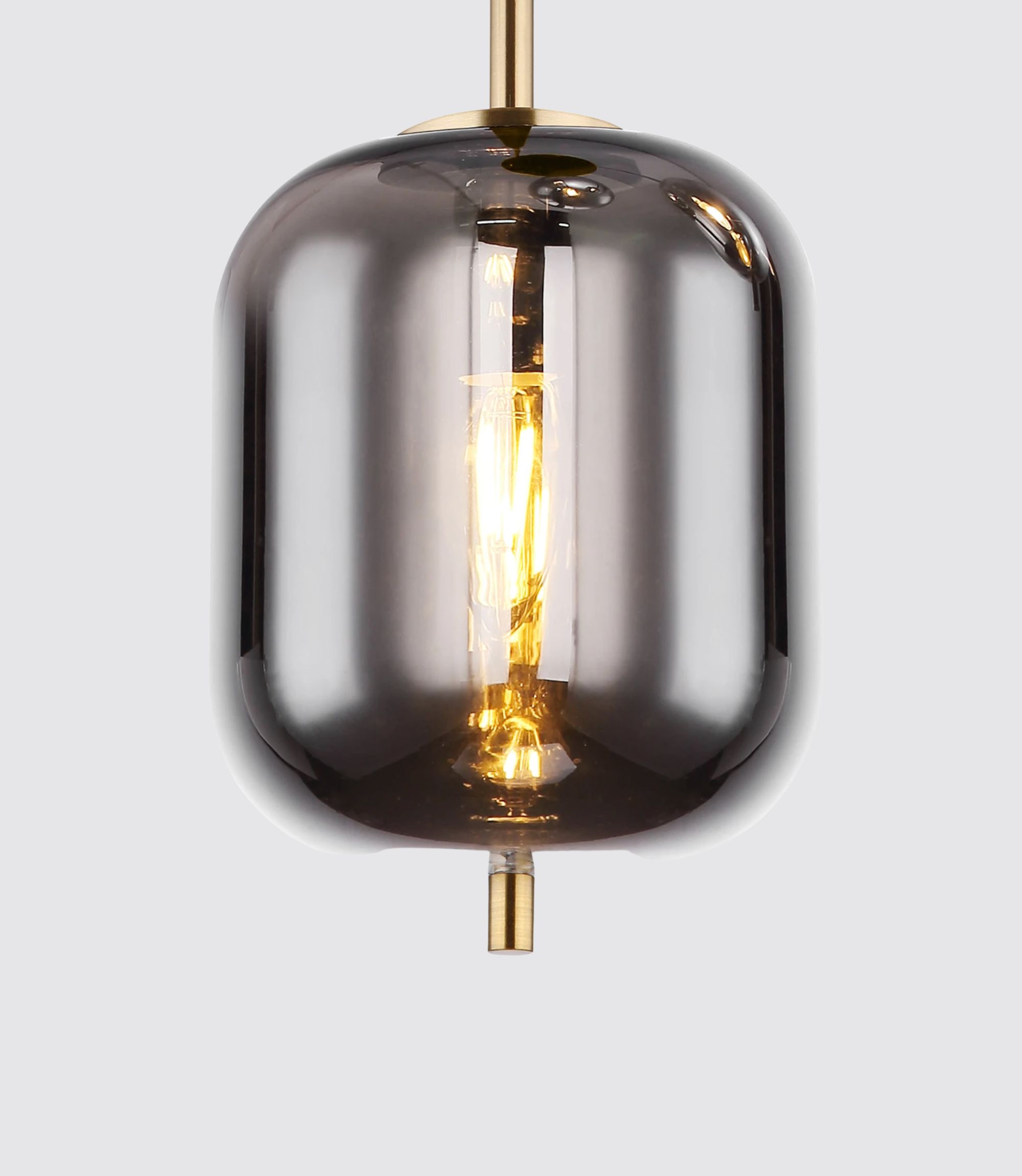 3-Flammige Pendelleuchte graues Rauchglas 