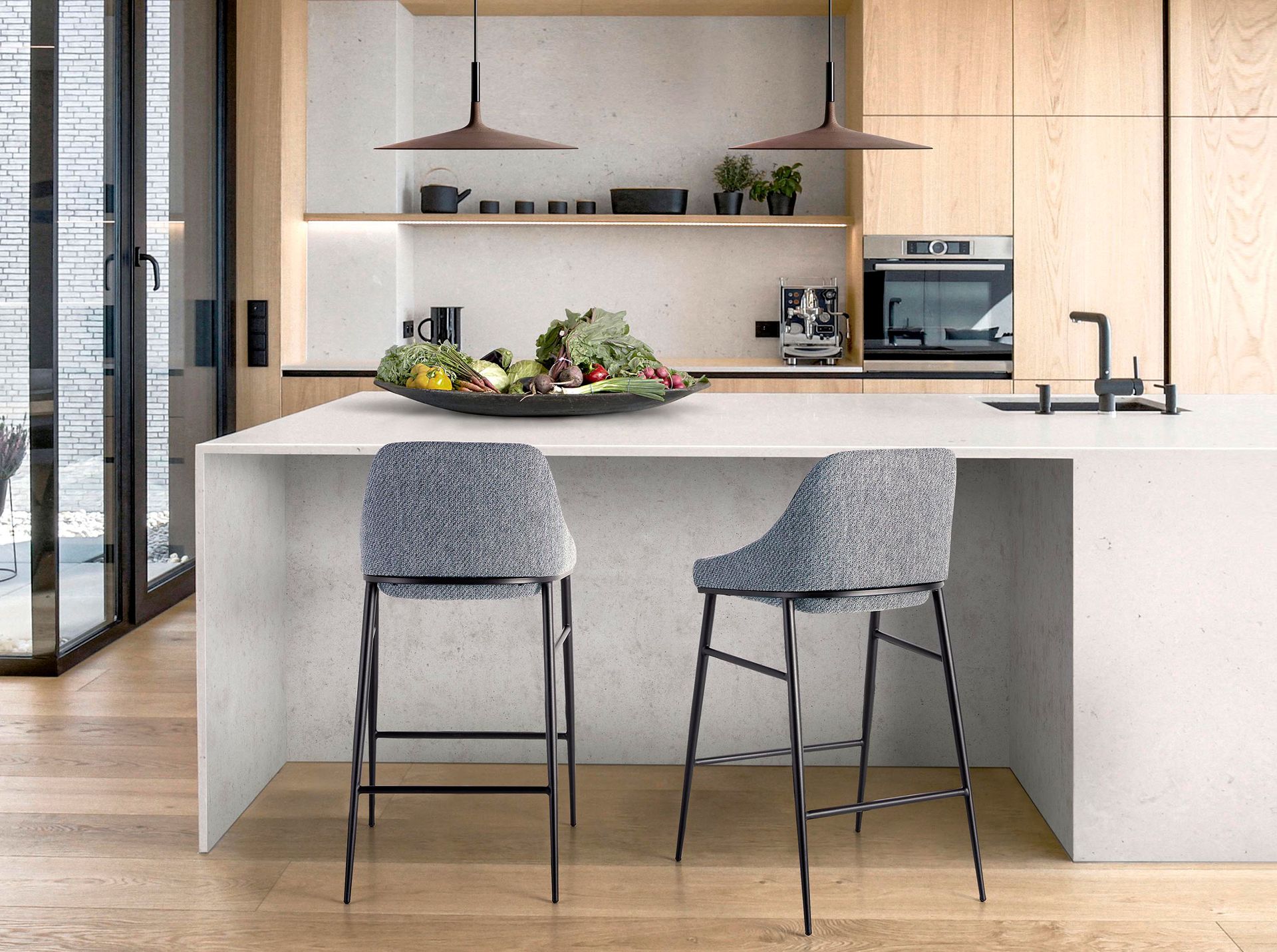Bar stool Textile Grey