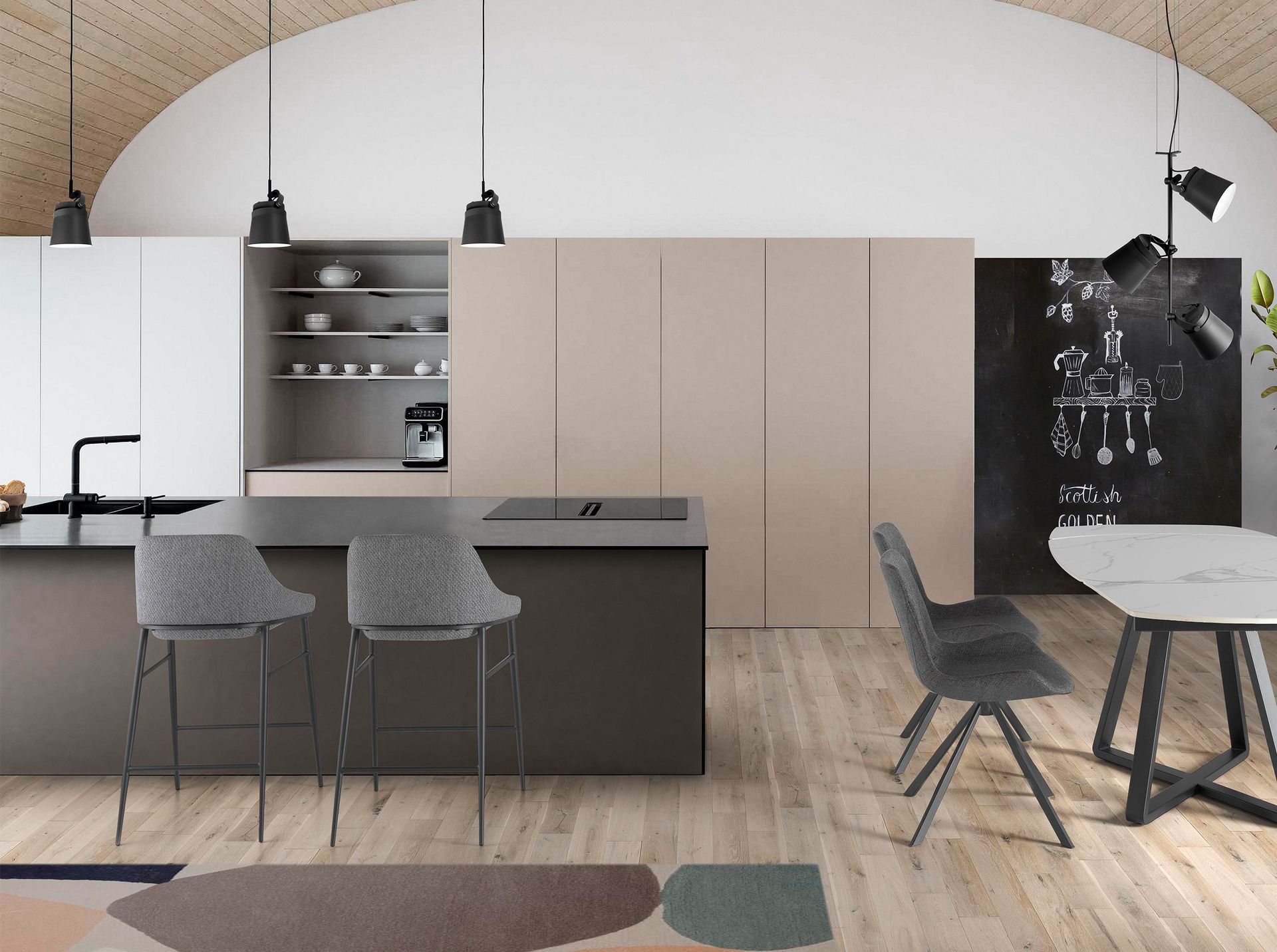 Barstuhl Textil Grau