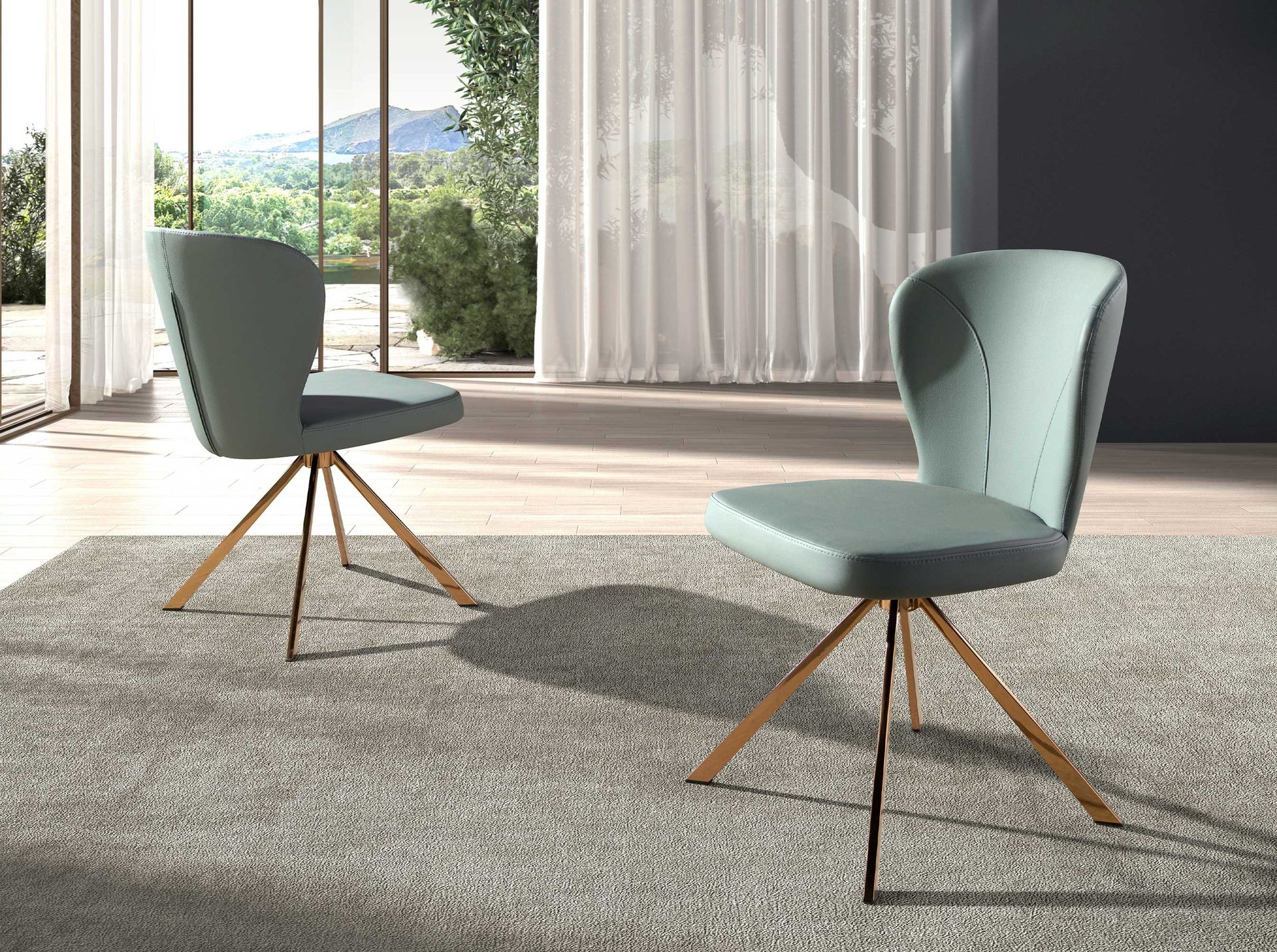 Swivel chair faux leather green