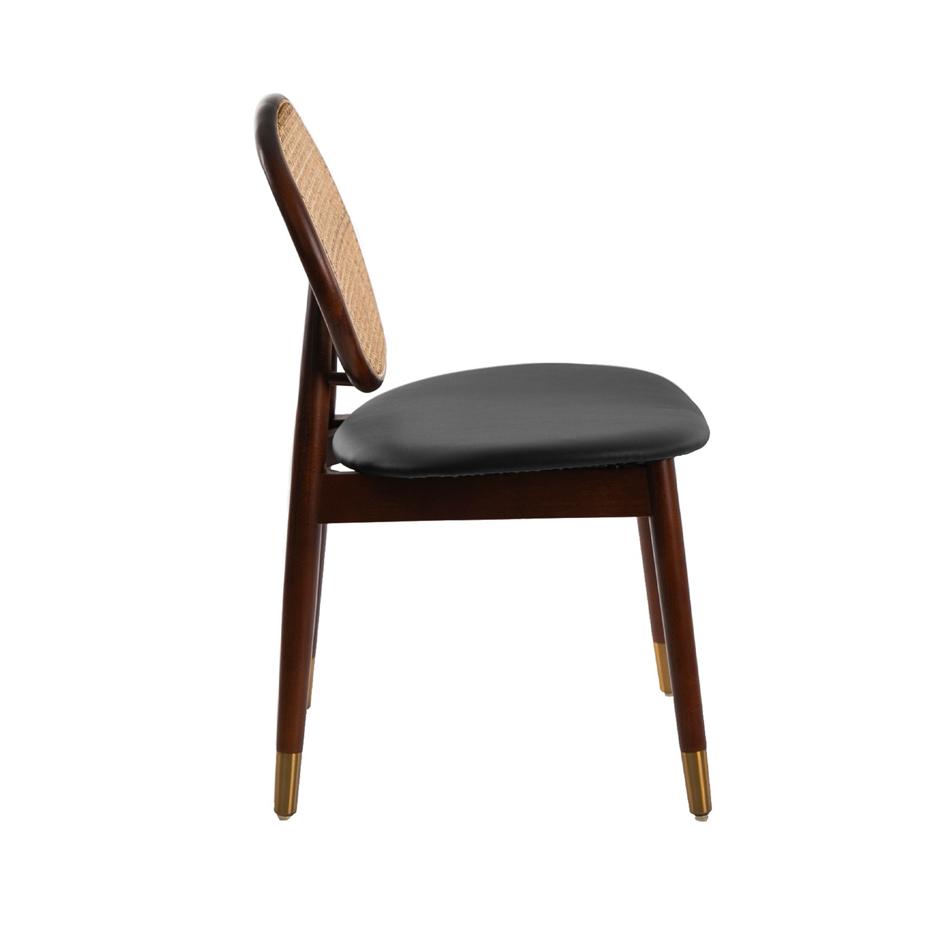 Stuhl Rattan Kunstleder Schwarz