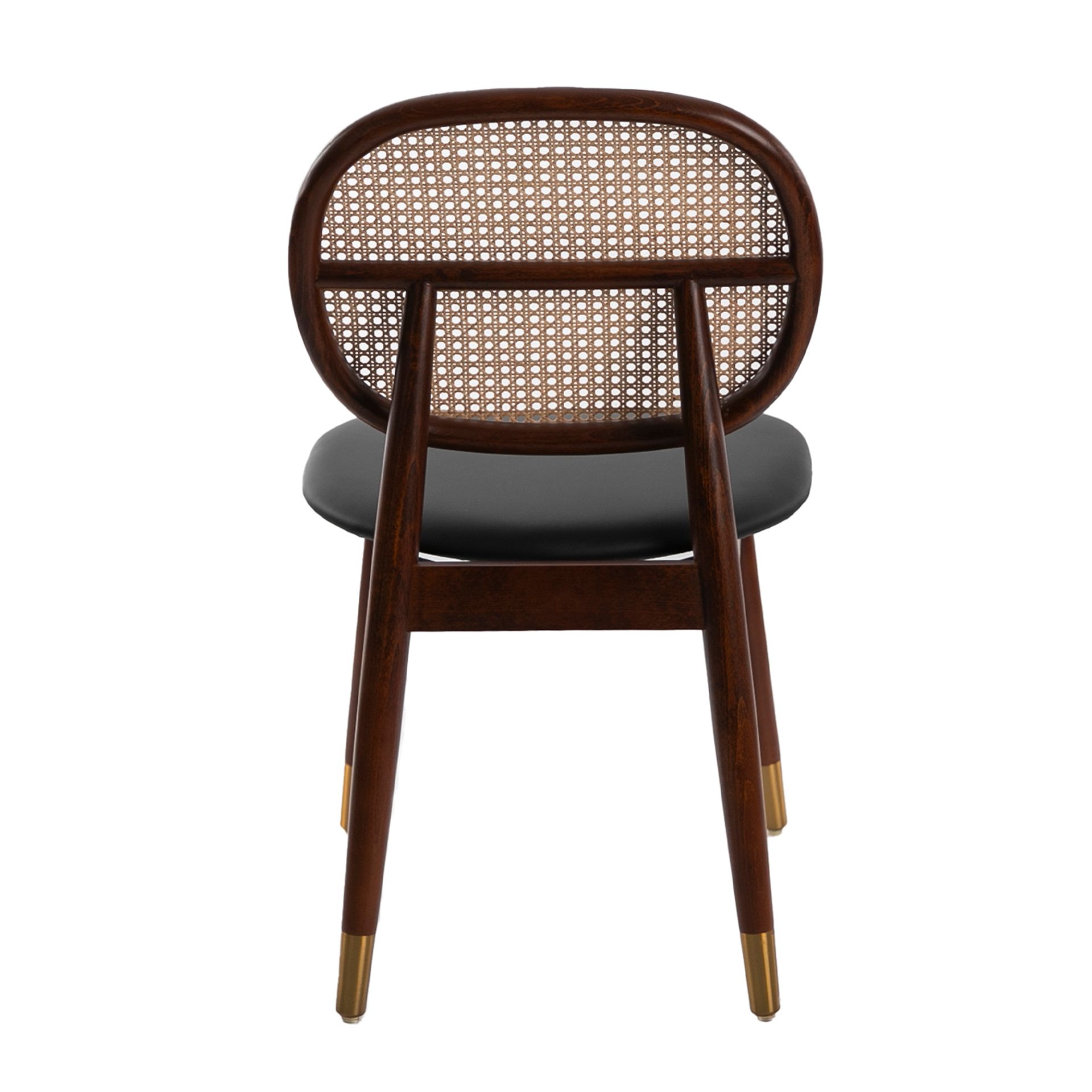 Chair Rattan Faux Leather Black