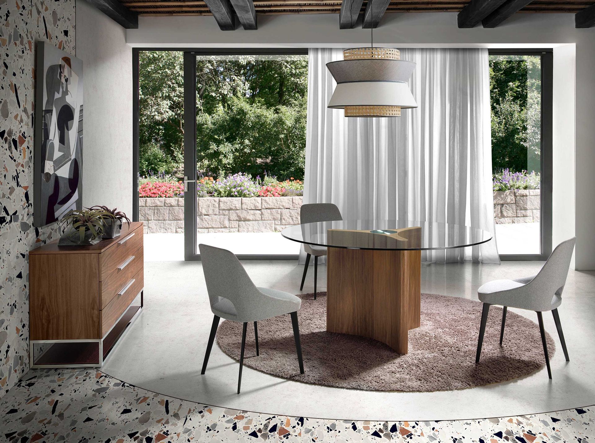 Dining chair textile gray