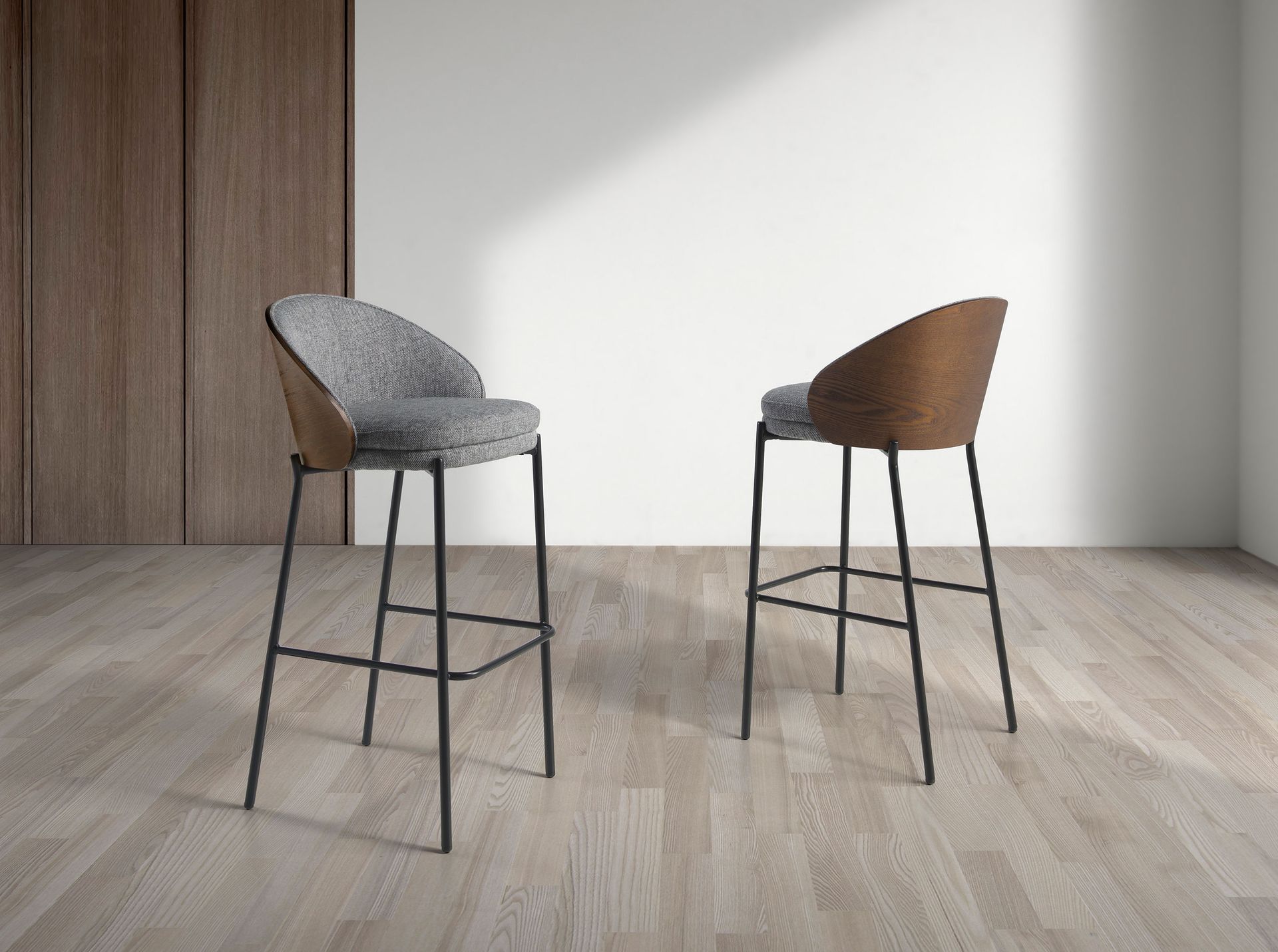 Barstuhl Textil Grau