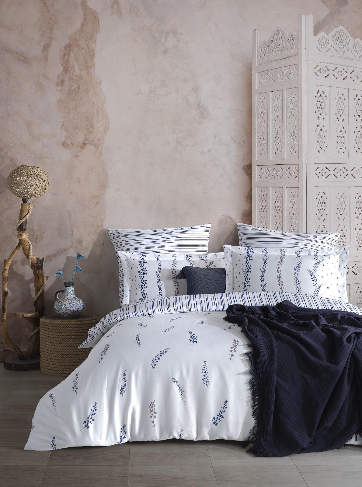 Duvet cover set cotton sateen black white 220x240cm