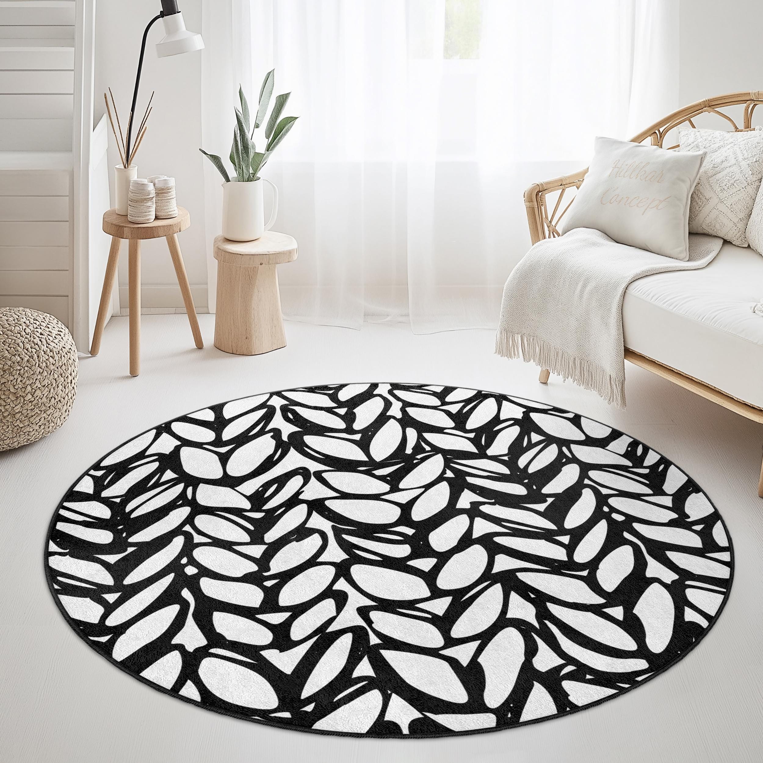 Carpet Black White Ø 150cm