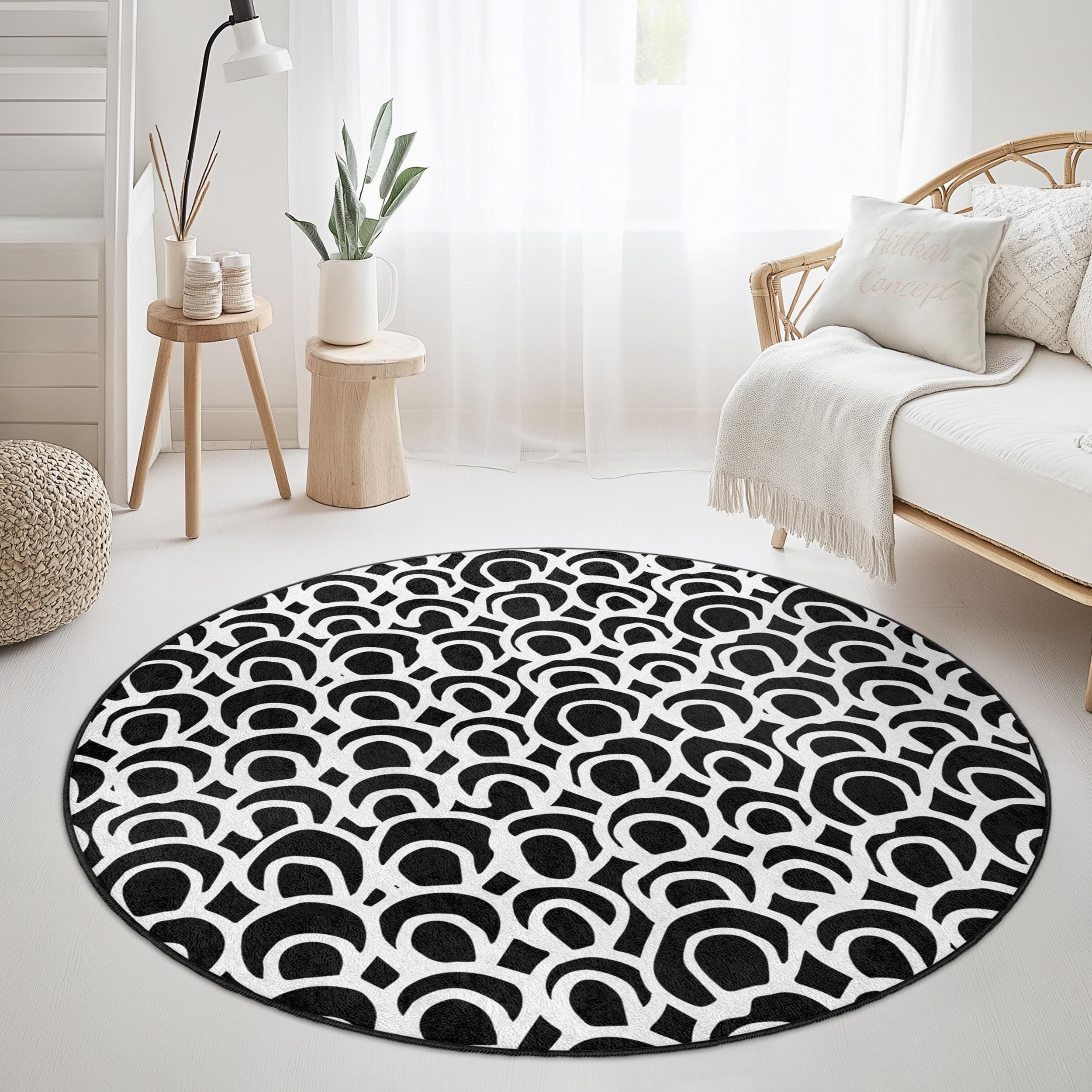 Carpet Black White Ø 150cm
