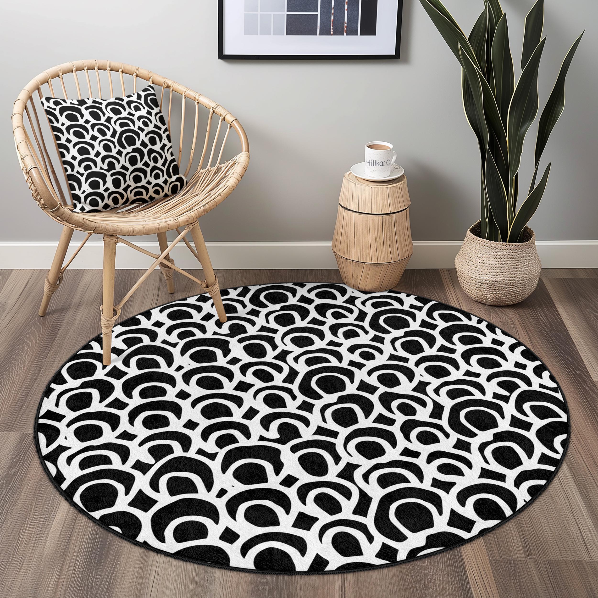 Teppich Schwarz Weiß Ø 150cm