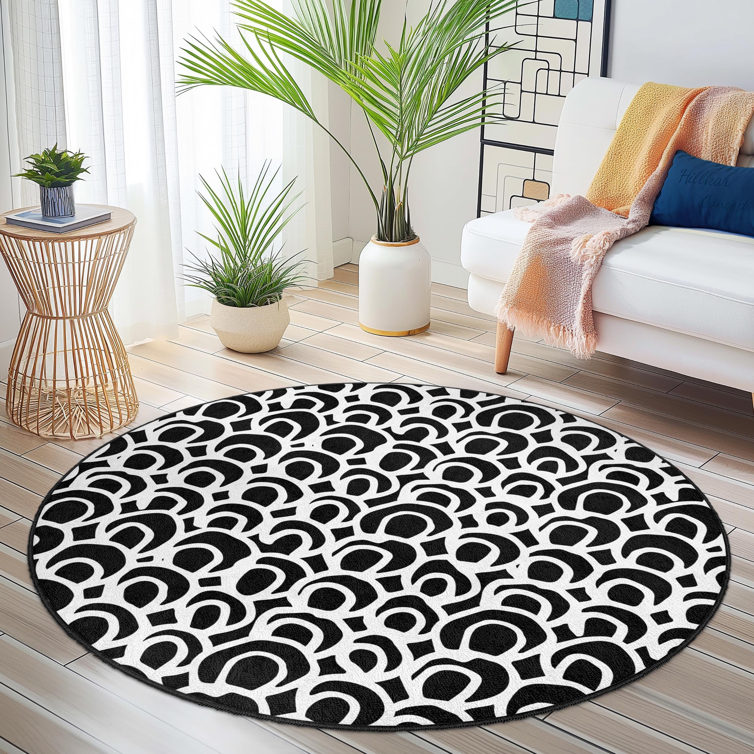 Carpet Black White Ø 150cm