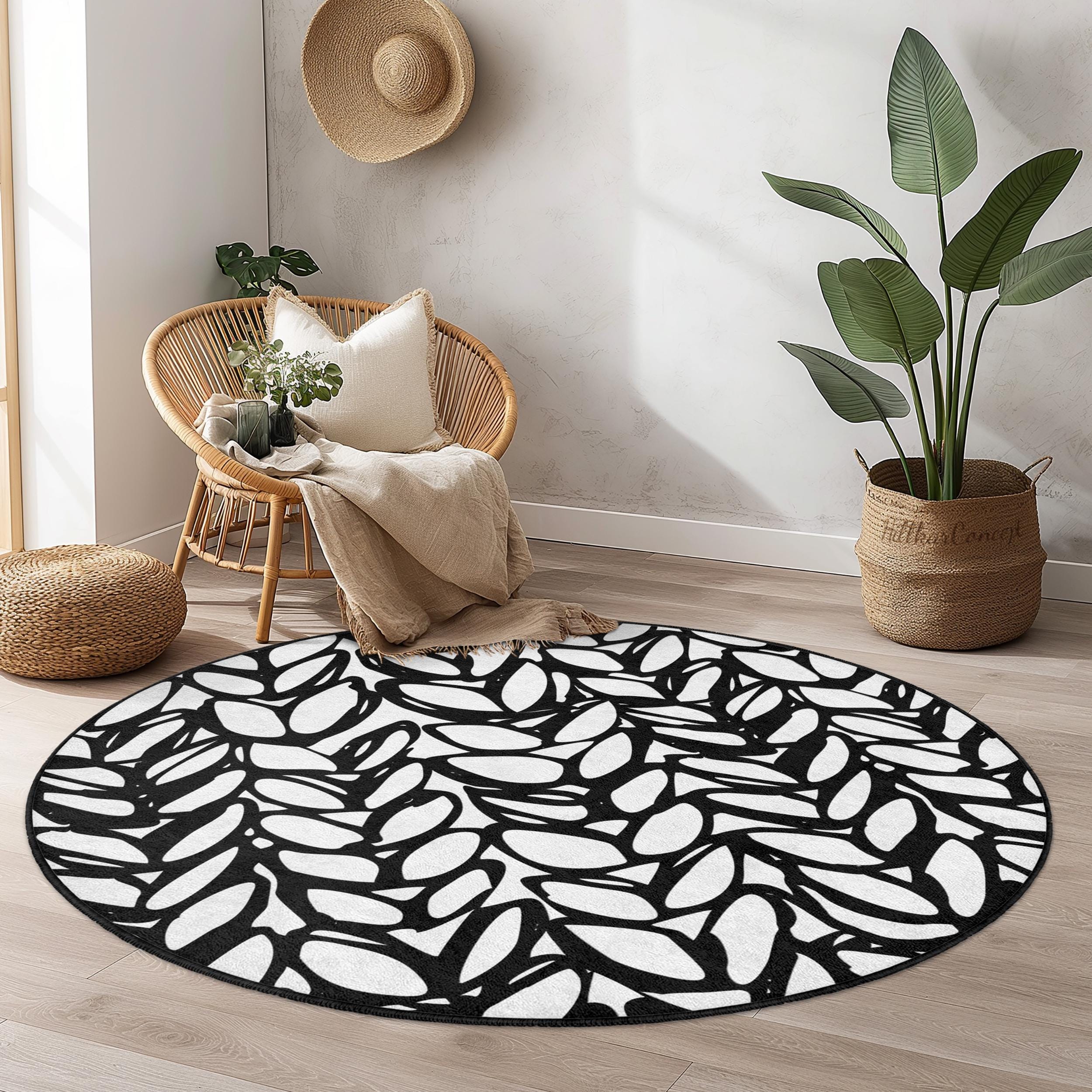 Carpet Black White Ø 150cm