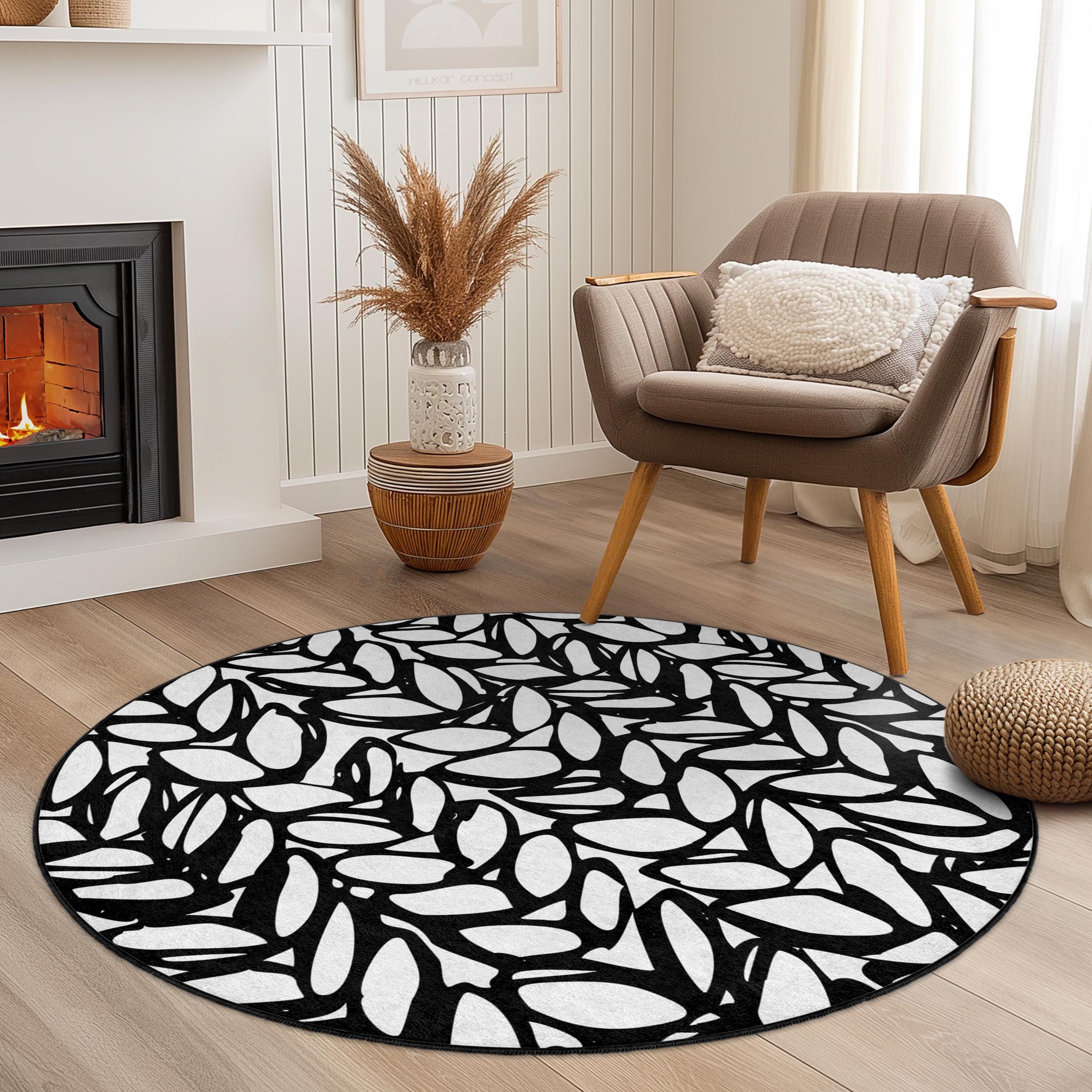 Carpet Black White Ø 150cm