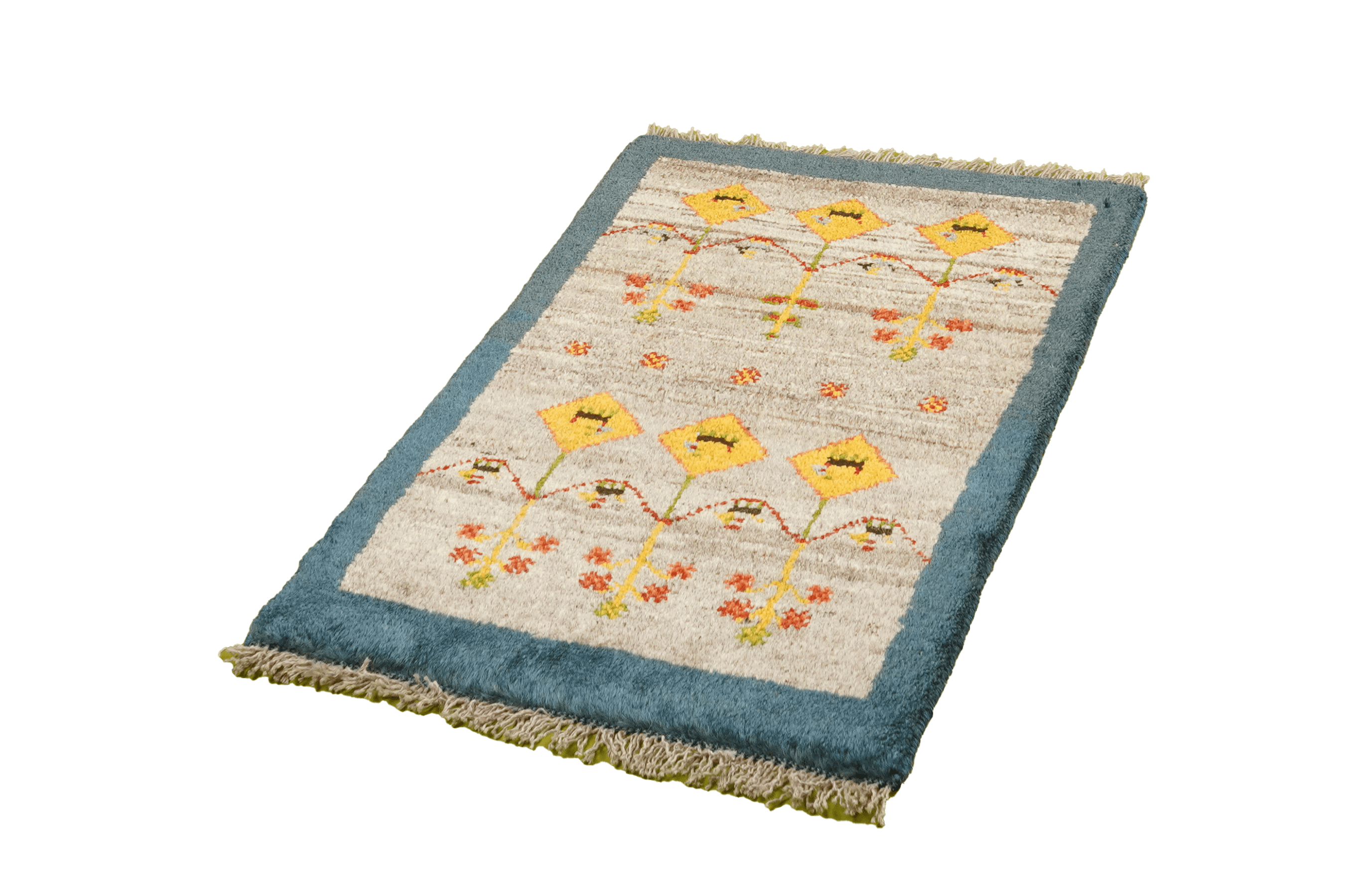 Gabbeh Teppich Wolle Grau