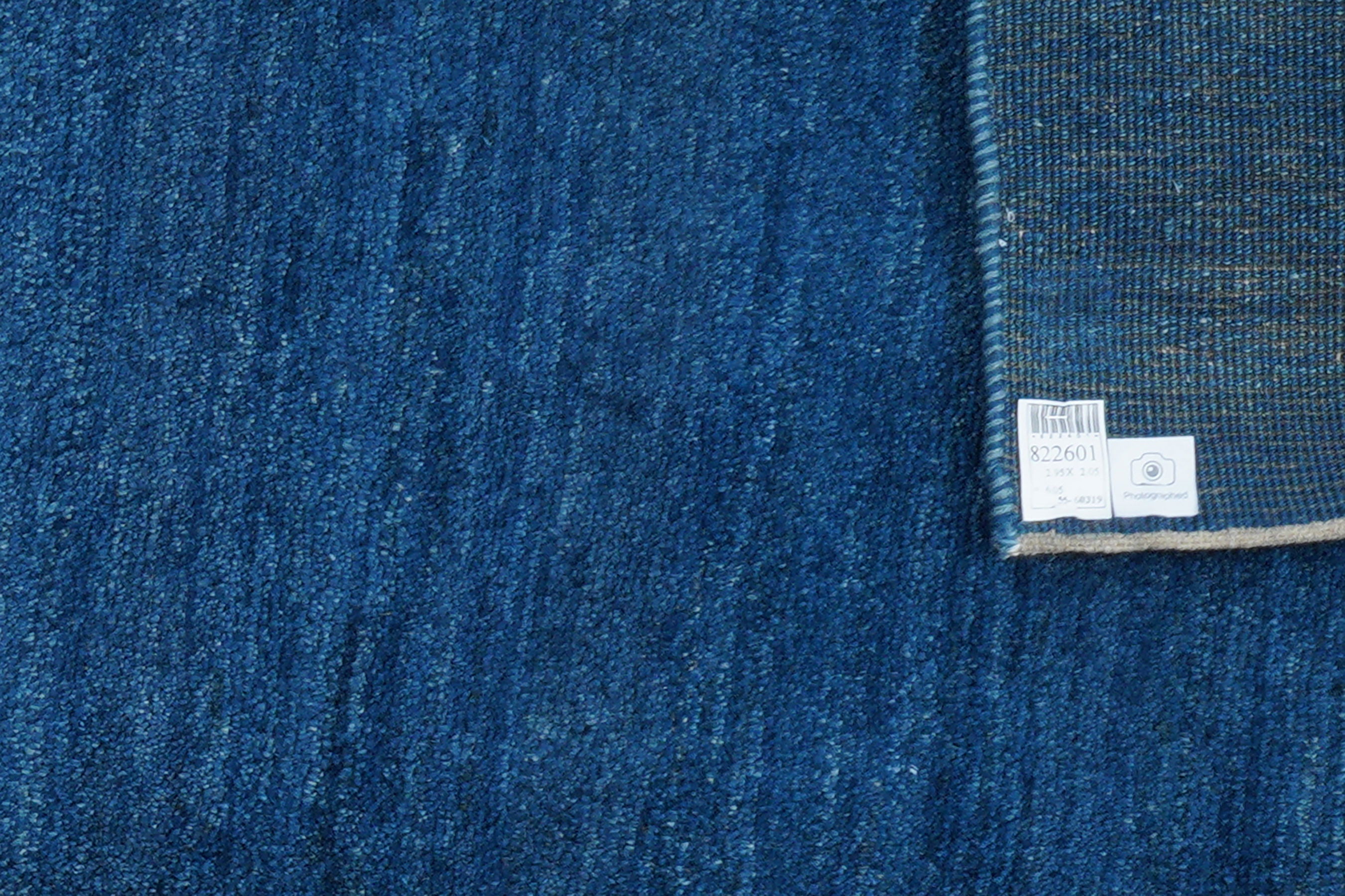 Gabbeh Teppich Wolle Blau