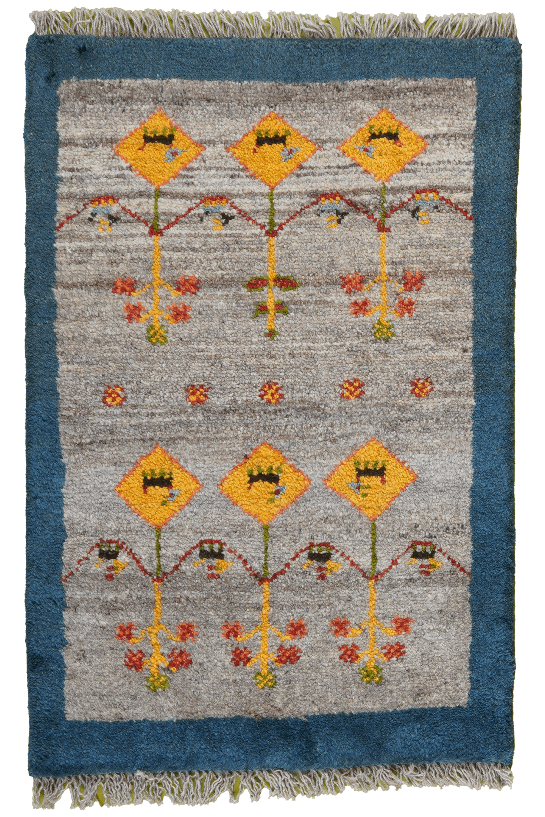 Gabbeh Teppich Wolle Grau