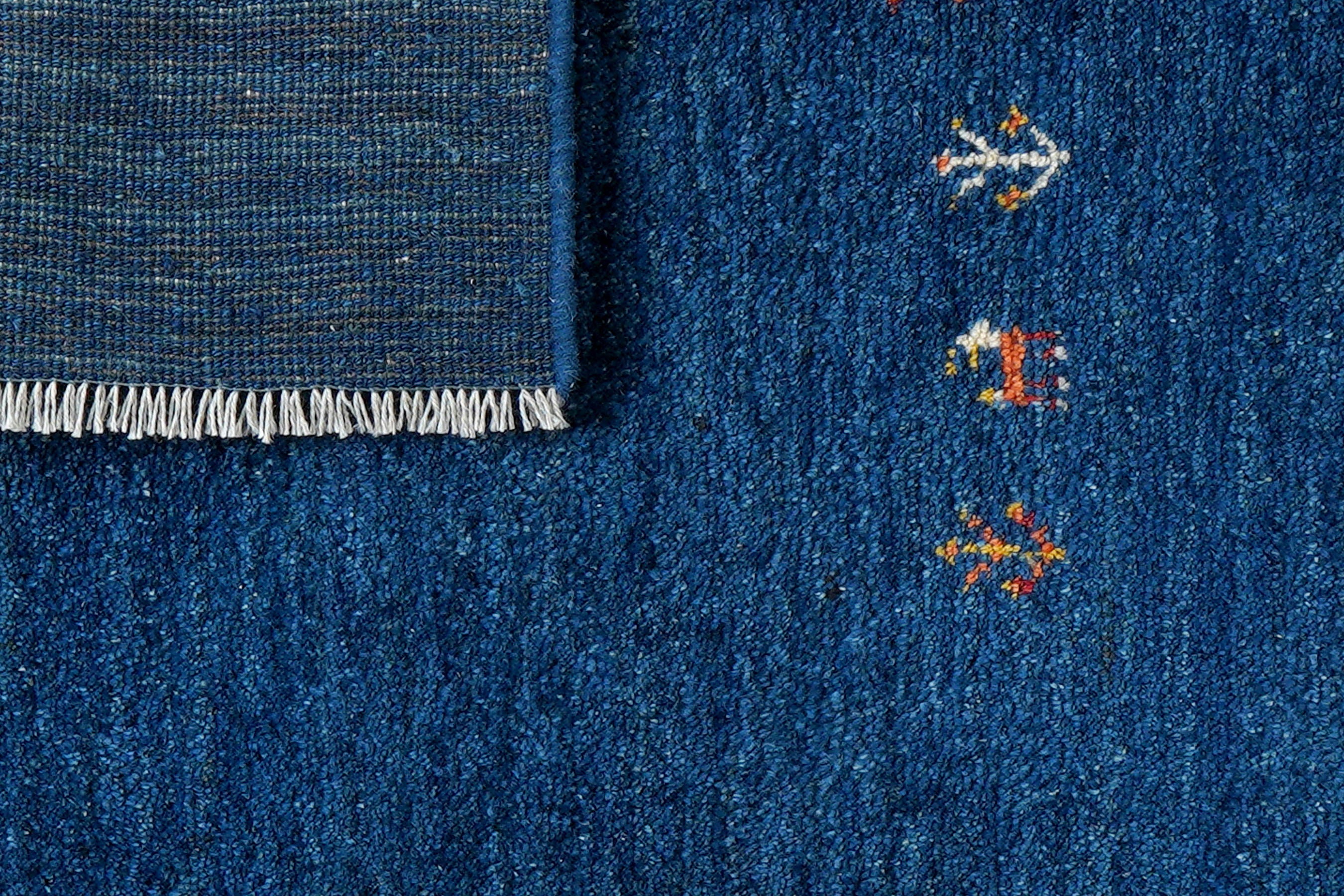 Gabbeh Teppich Wolle Blau