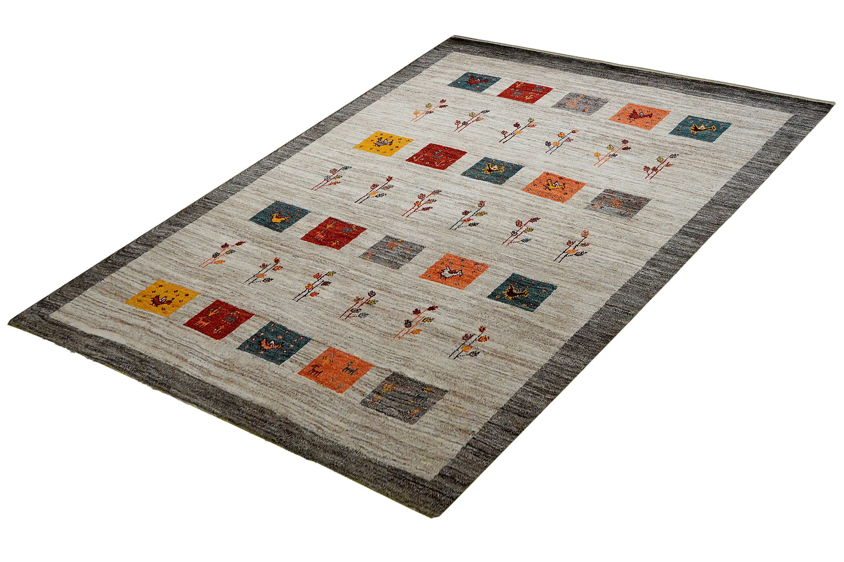Rizbaf Gabbeh-Teppich Wolle Beige