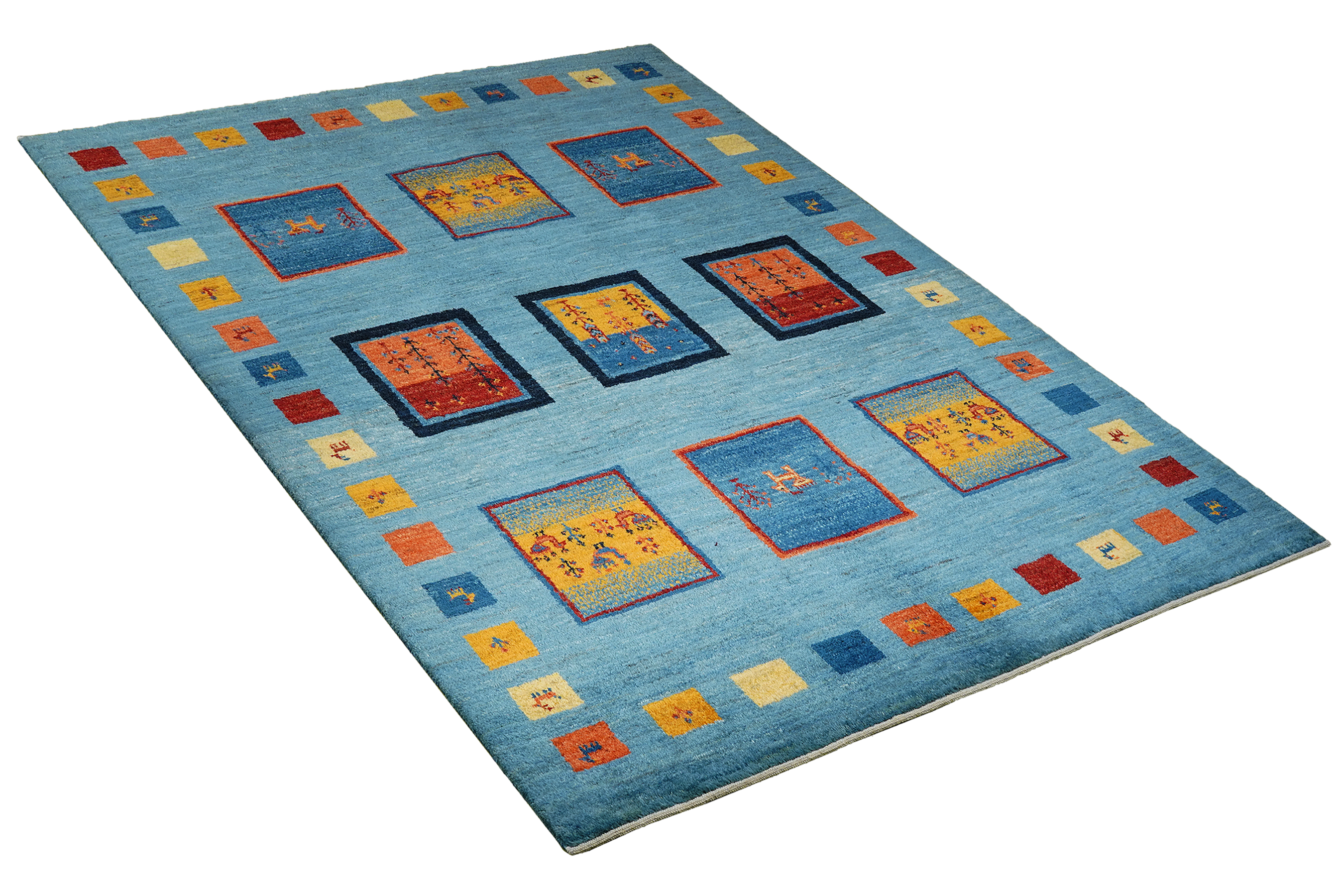 Rizbaf Gabbeh Carpet Wool Blue