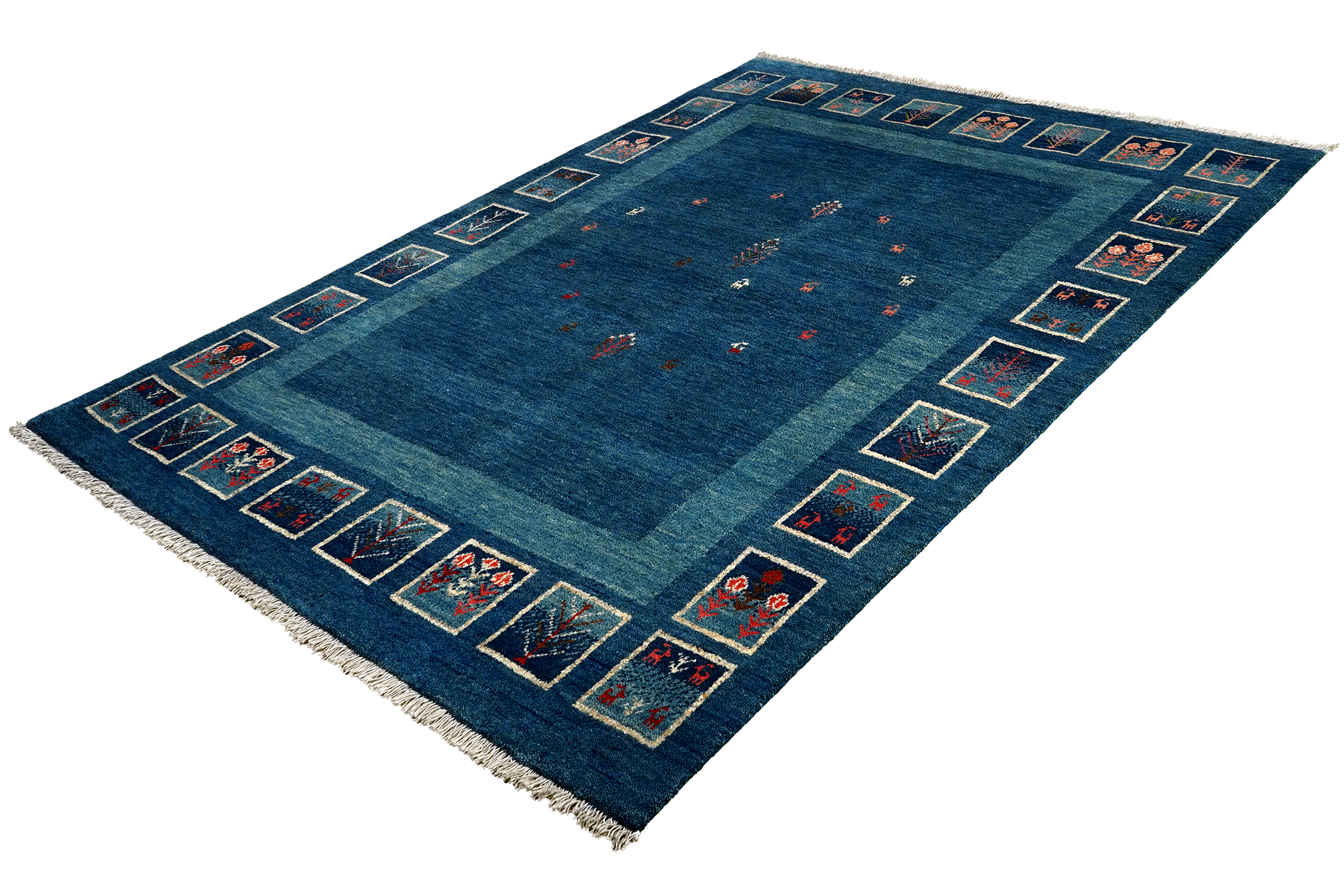 Rizbaf Gabbeh-Teppich Wolle Blau