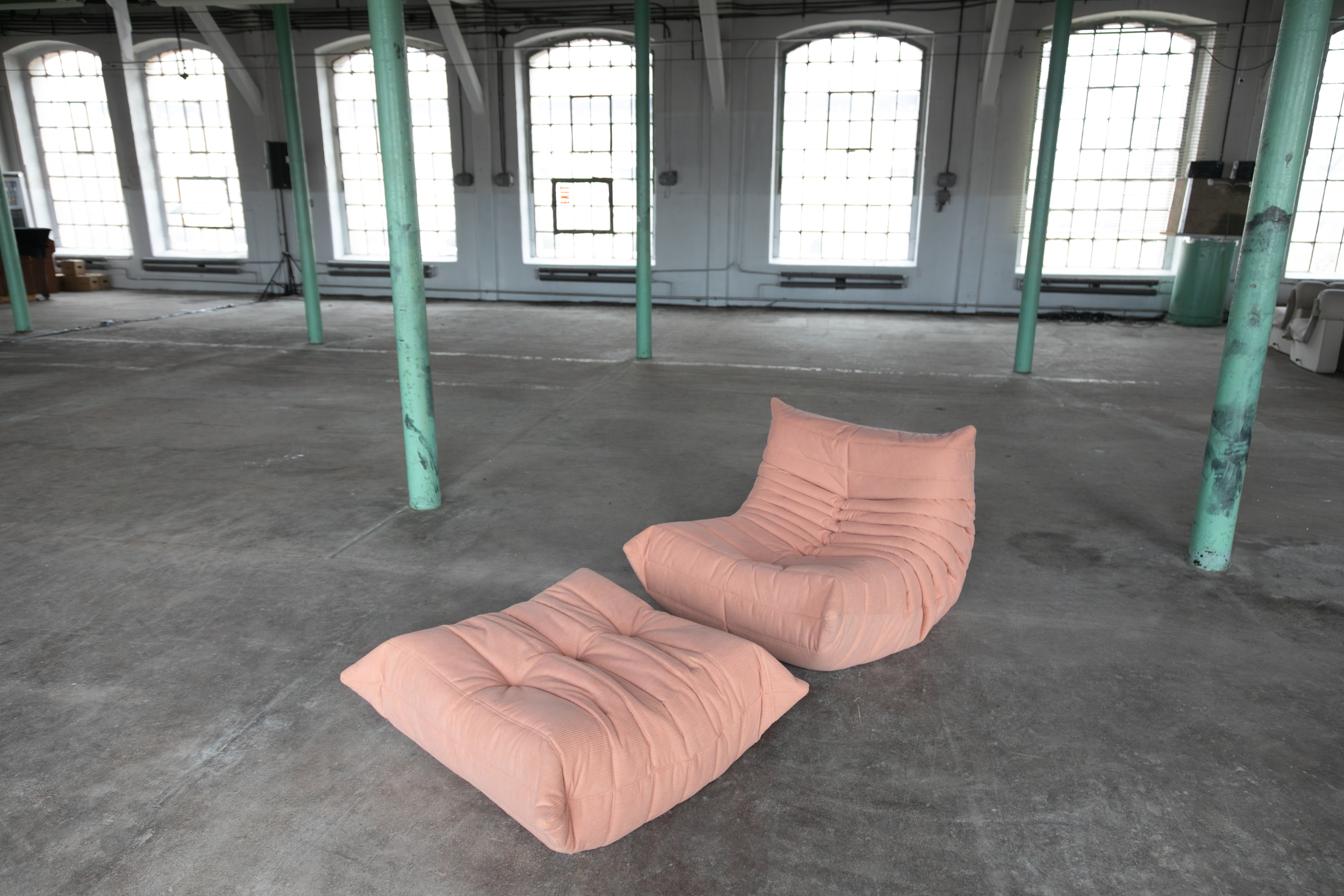 Togo Armchair and Ottoman Set Cord Pink