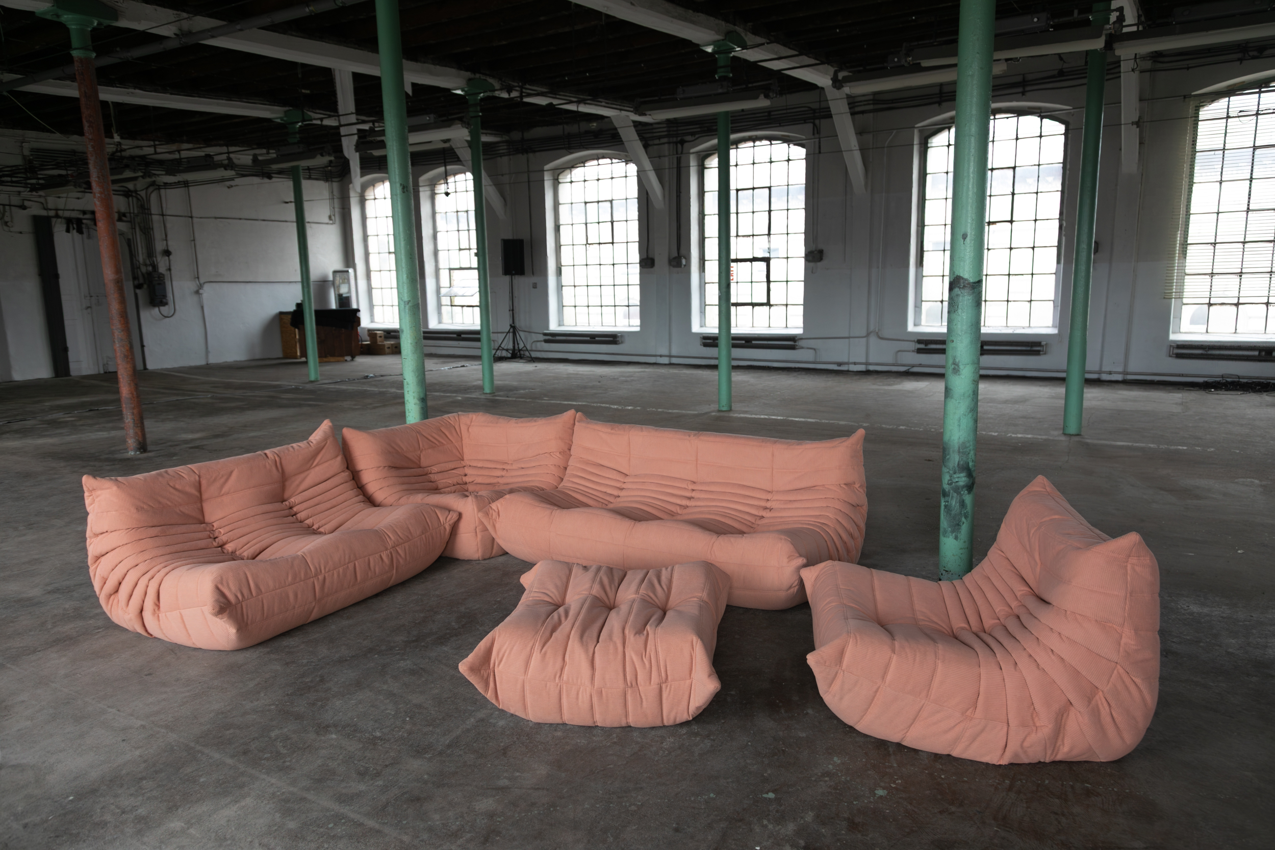 Togo Lounge-Set 5-teilig Cord Rosa