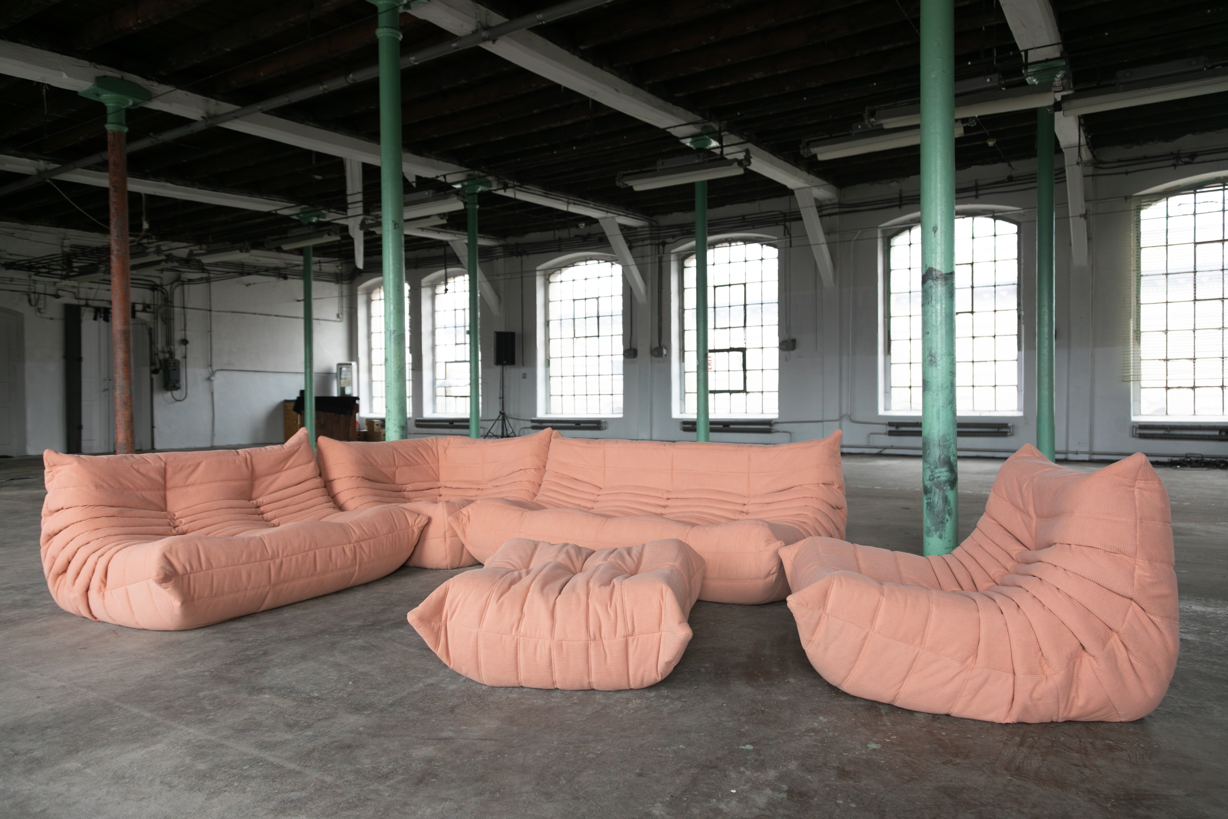 Togo Lounge-Set 5-teilig Cord Rosa