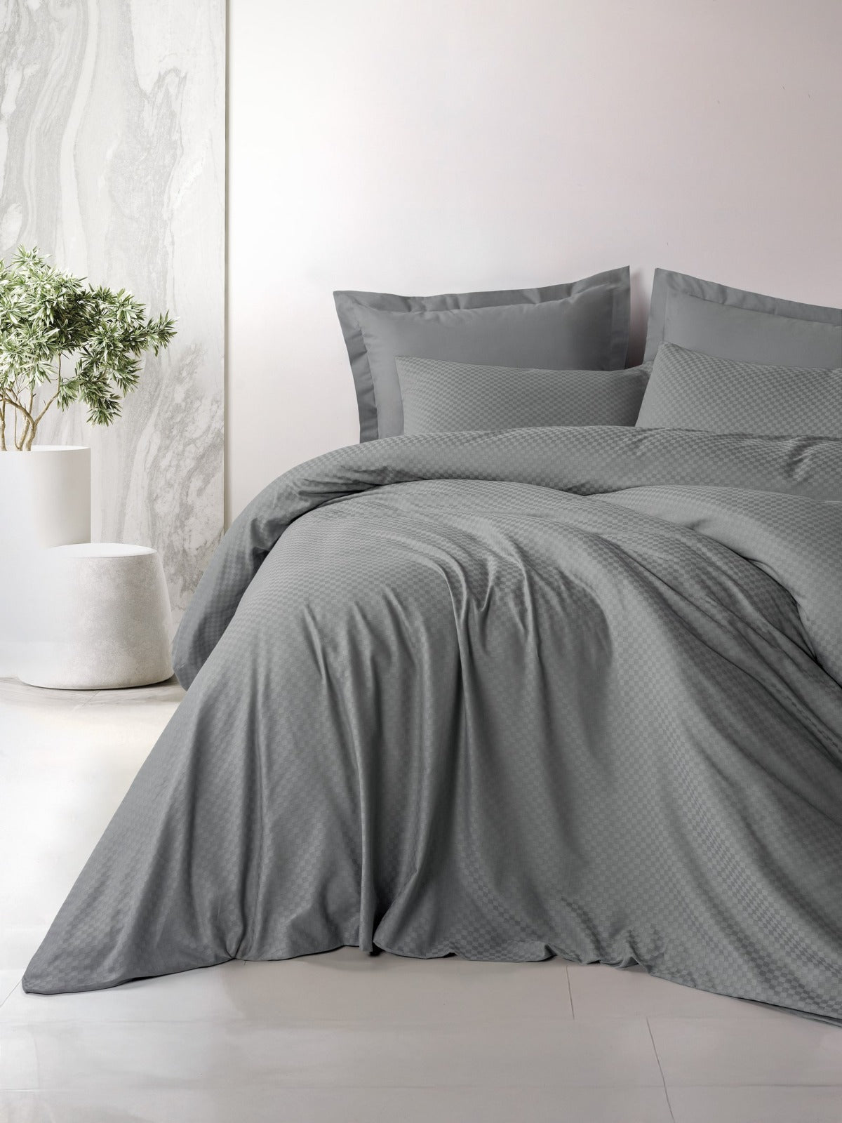 Karo Bedding Set Cotton Sage Green 140x200 cm