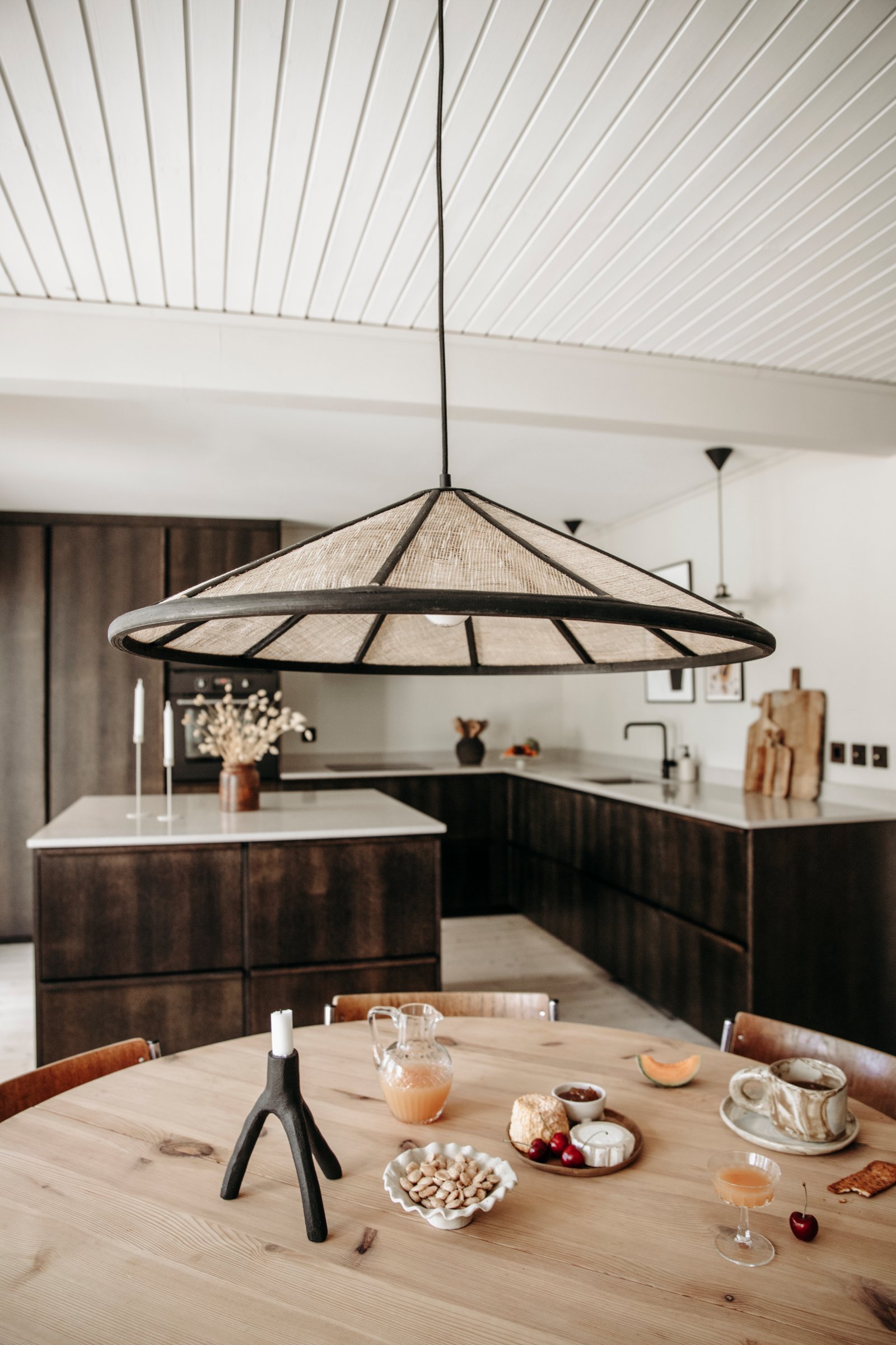 Akira Pendant Lamp Linen Black Natural Ø 70cm