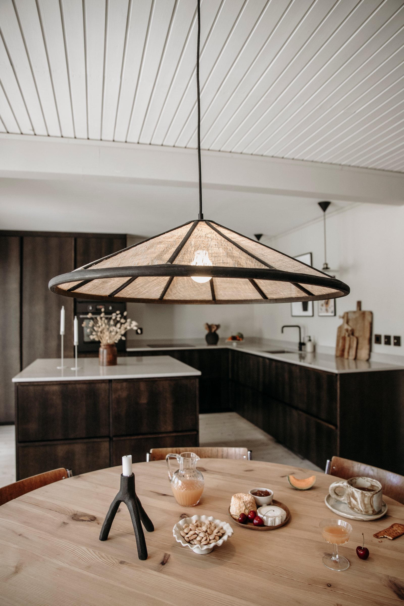 Akira Pendant Lamp Linen Black Natural Ø 70cm