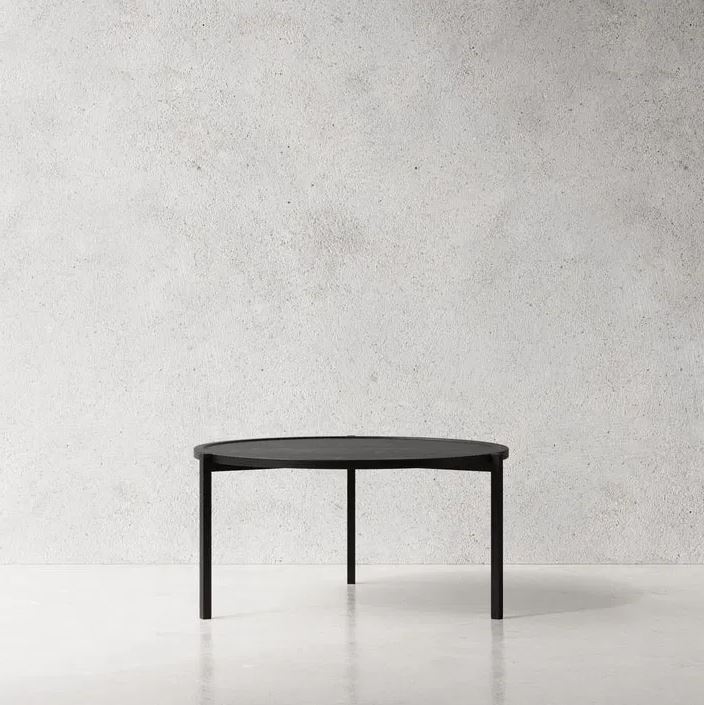 Coffee table ash wood black Ø90cm