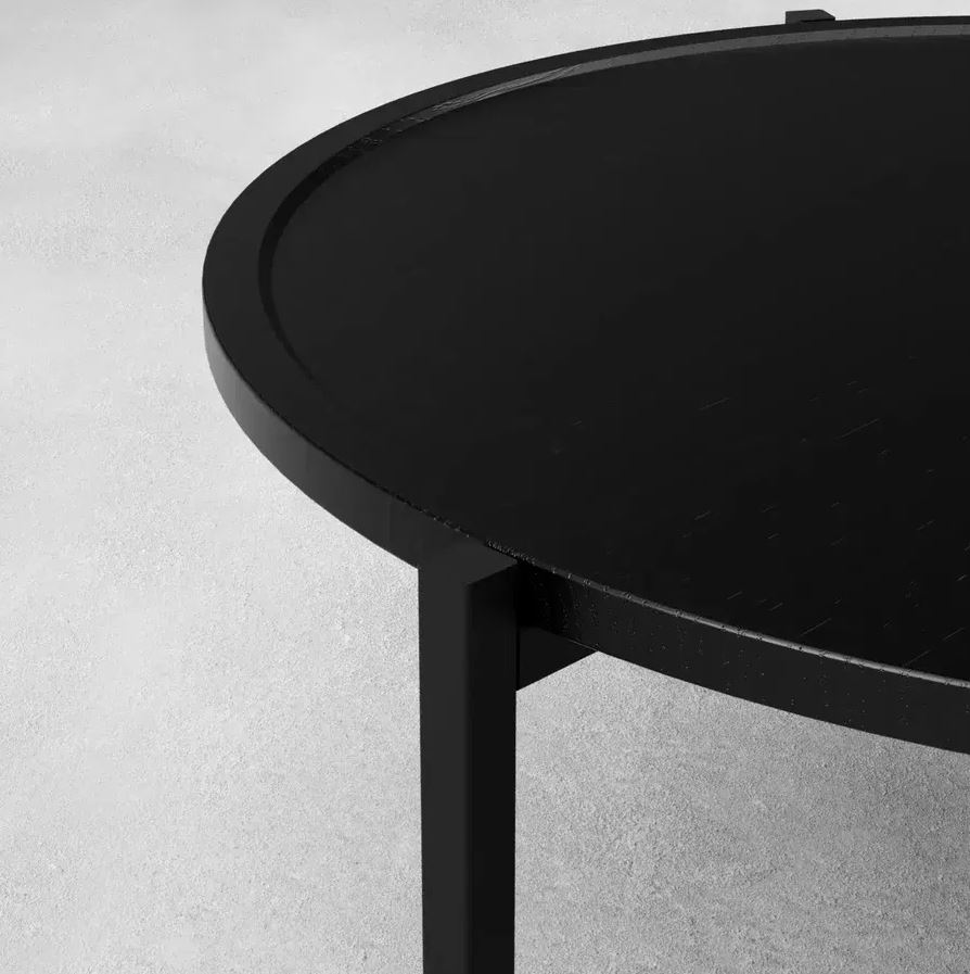 Coffee table ash wood black Ø90cm