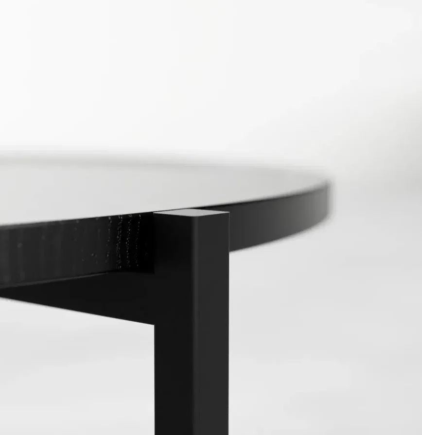 Coffee table ash wood black Ø90cm