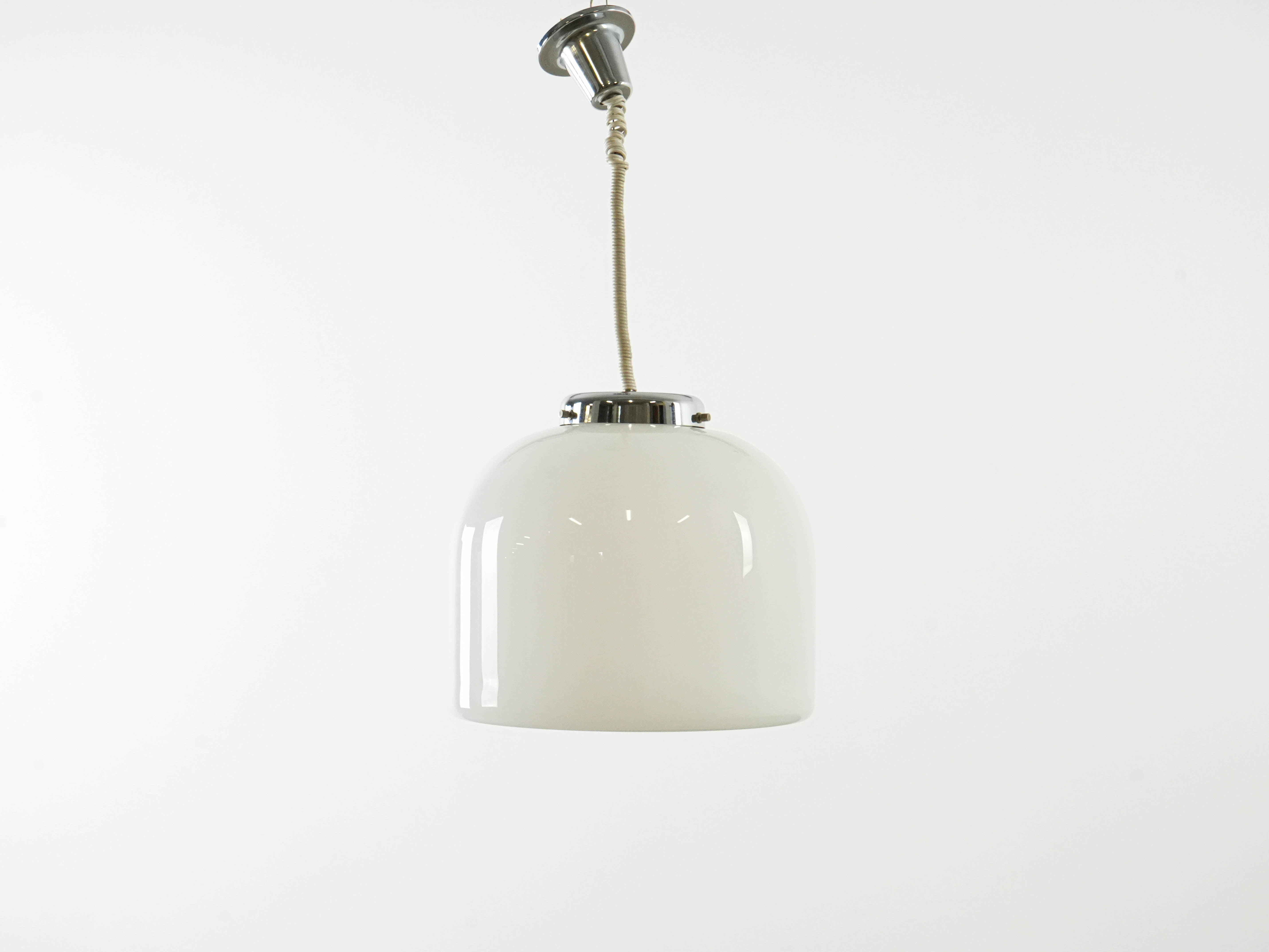 Hängelampe Glas Metall 1970er JahrePendant lamp glass metal 1970s
