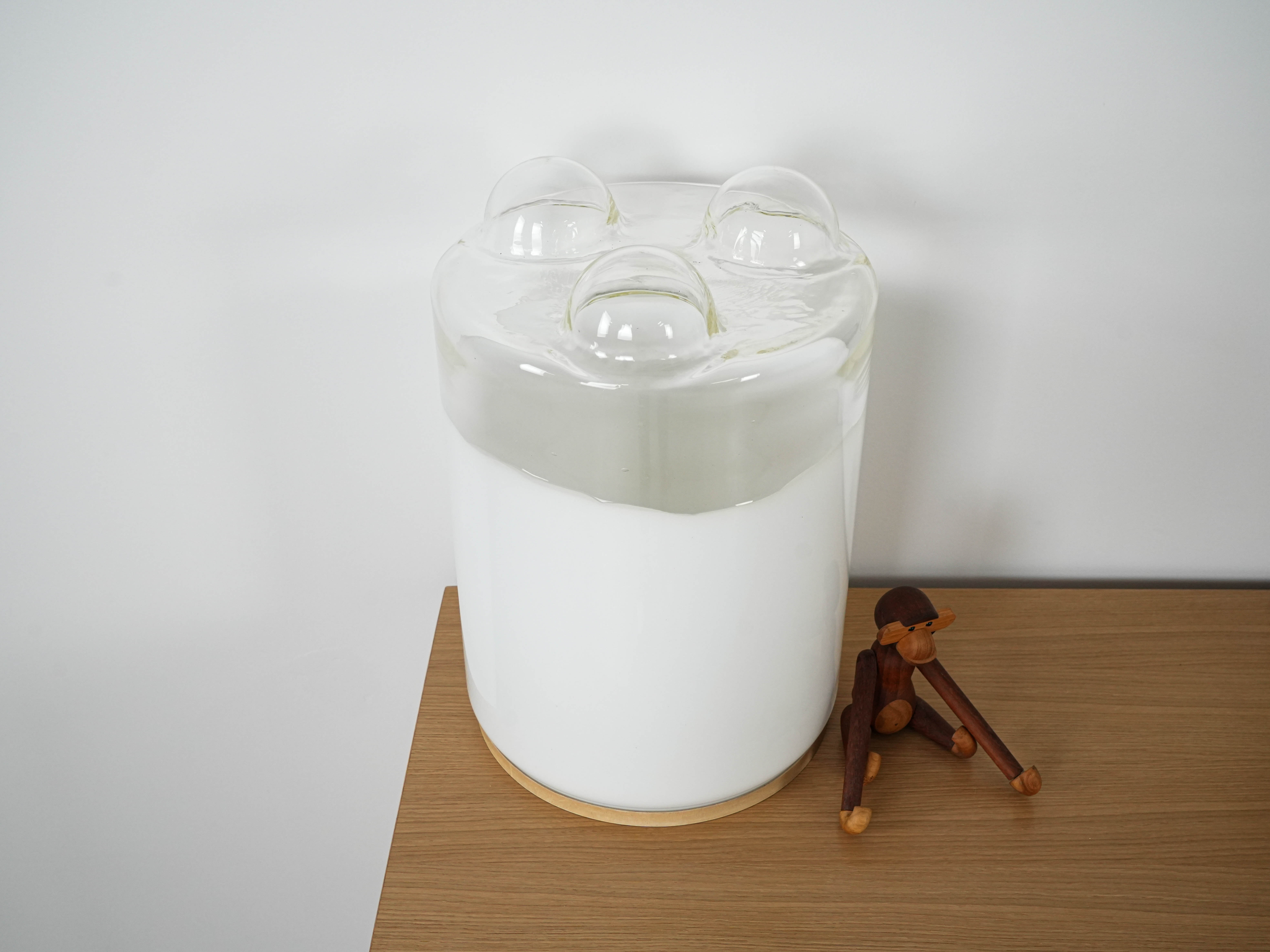 Tischlampe Glas Metall 1970er Jahre