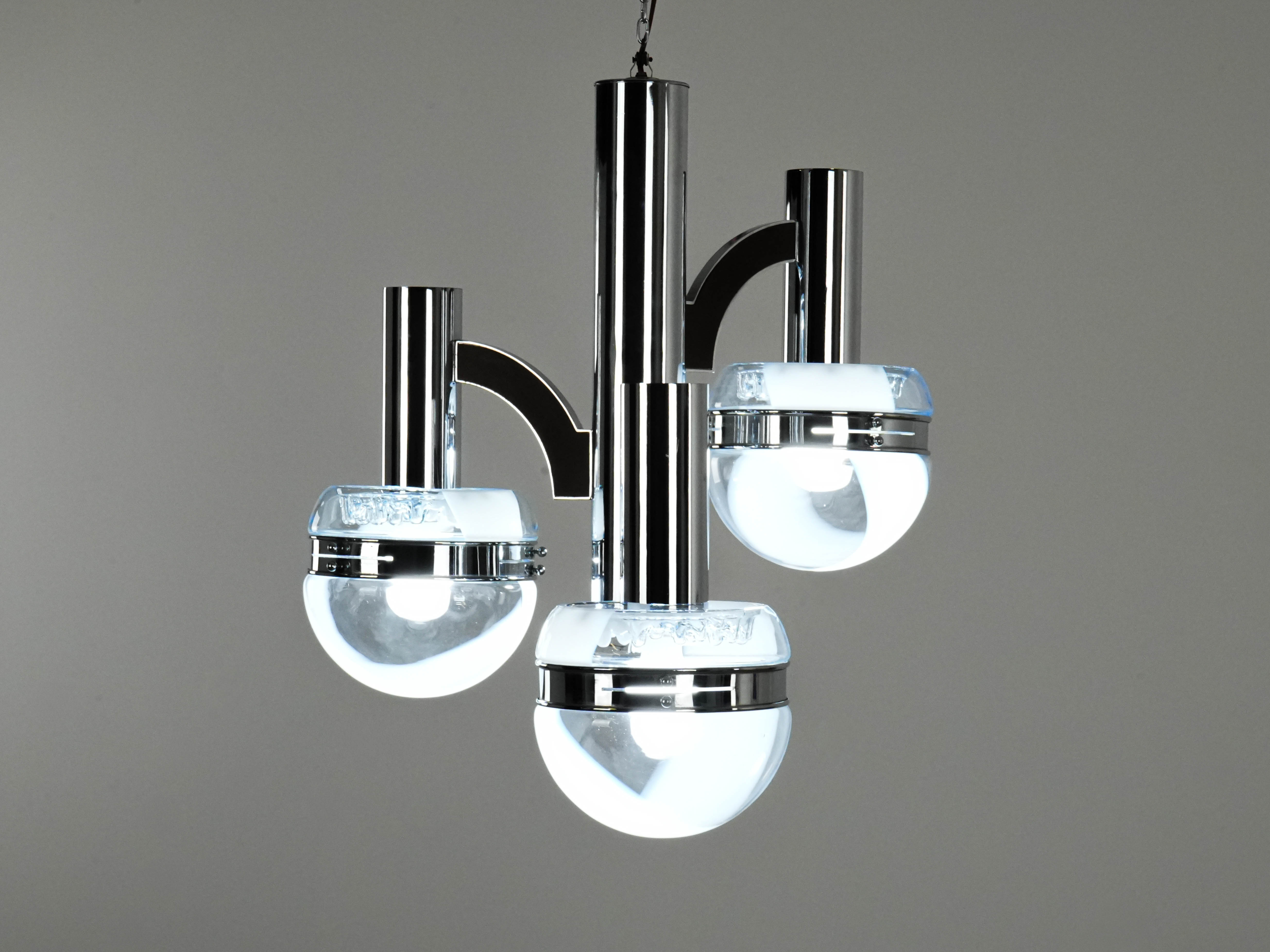 Lampadario Space Age in vetro di Murano anni '70