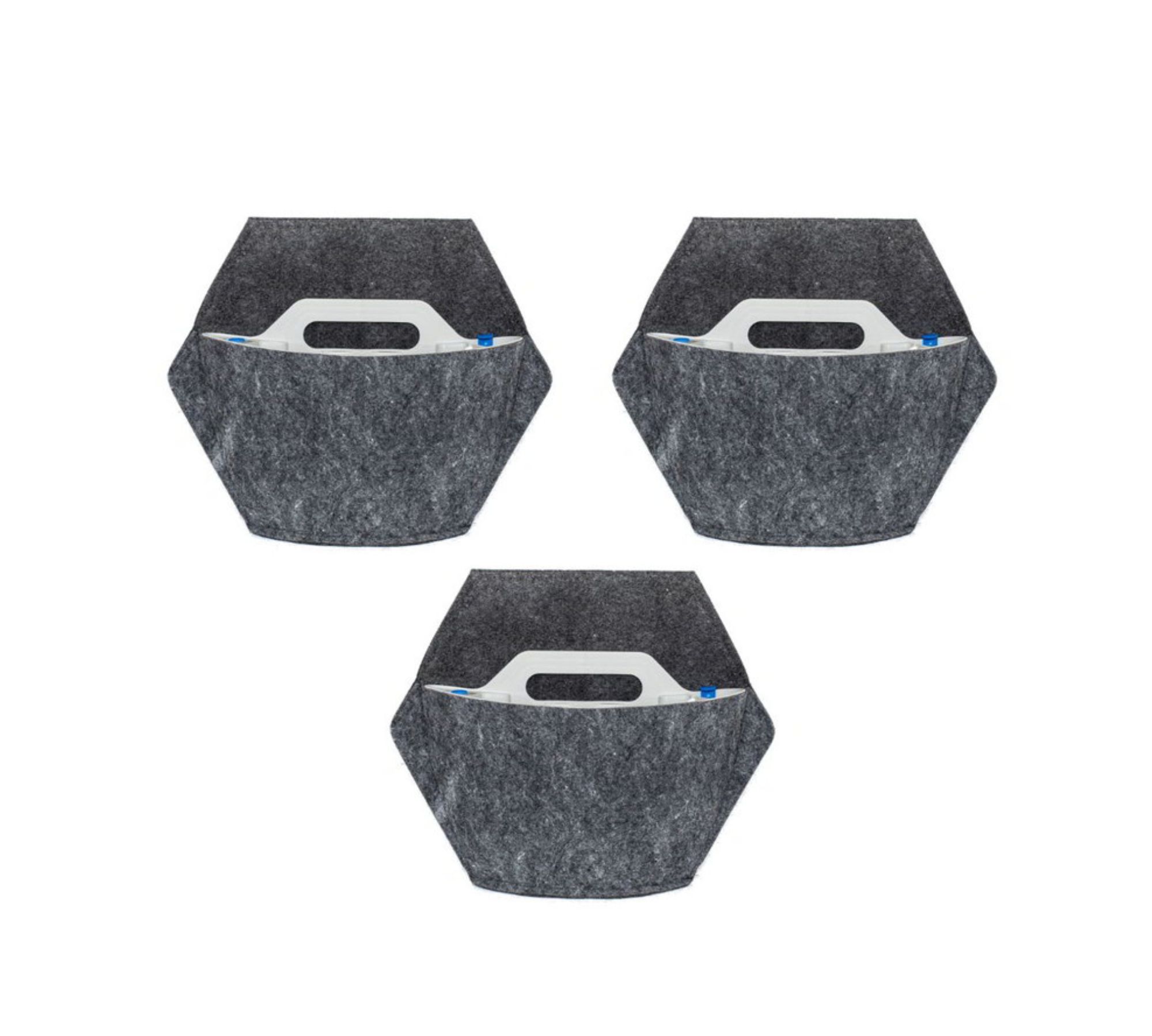 3x Wall-planter Gray textile cover