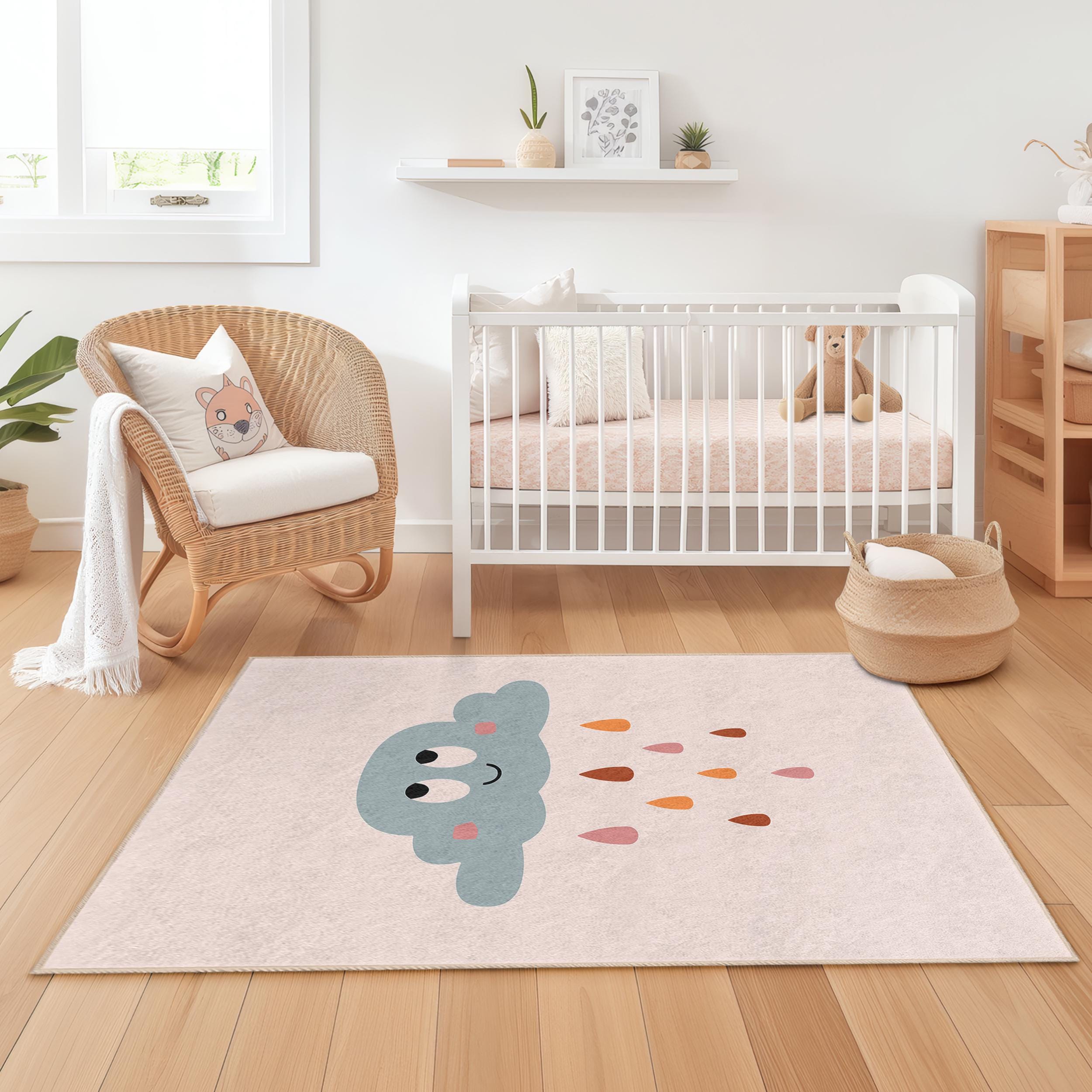 Cloud and Rain Kids' Rug Multicolor 120x180cm