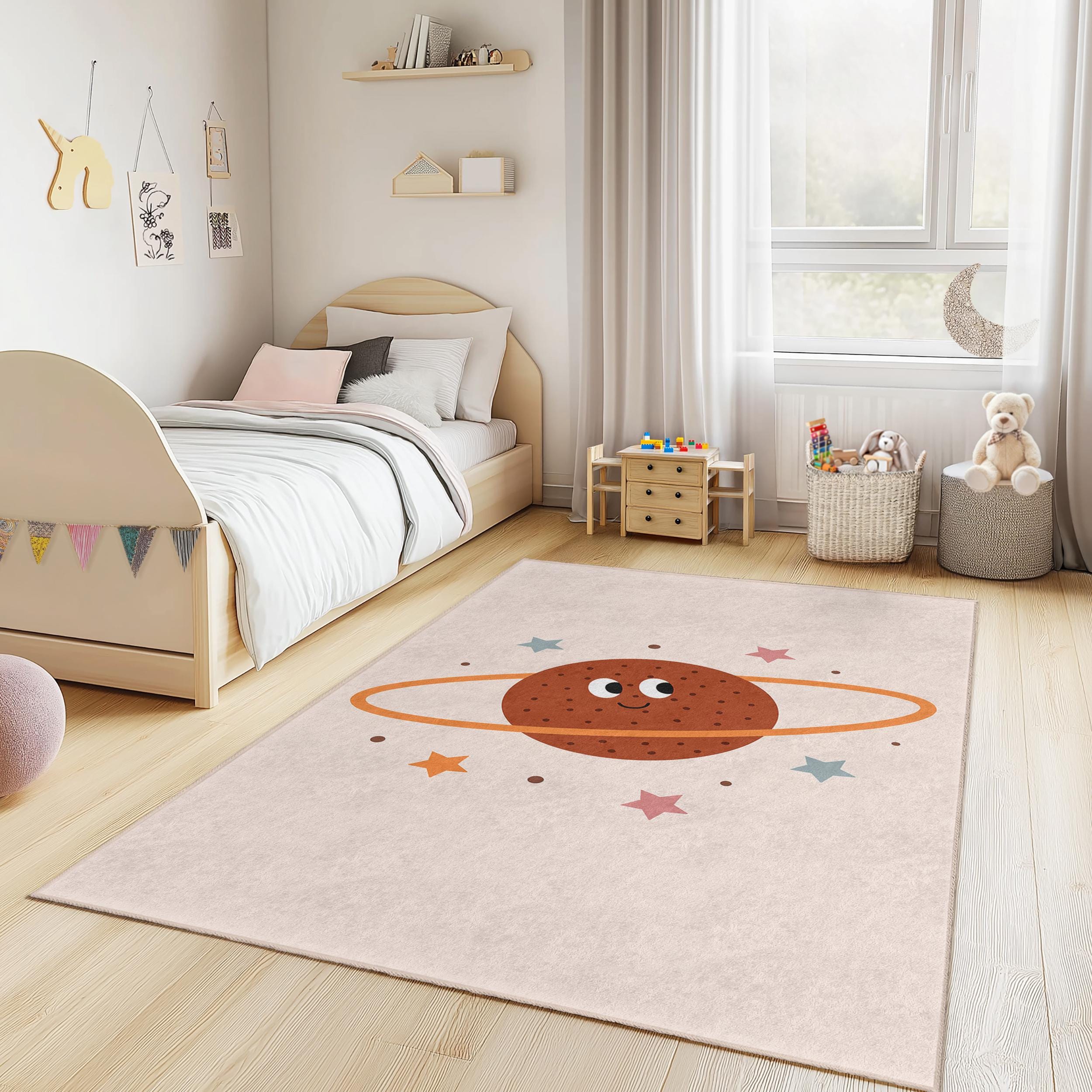Planeten Kinderteppich Mehrfarbig 80x300cm