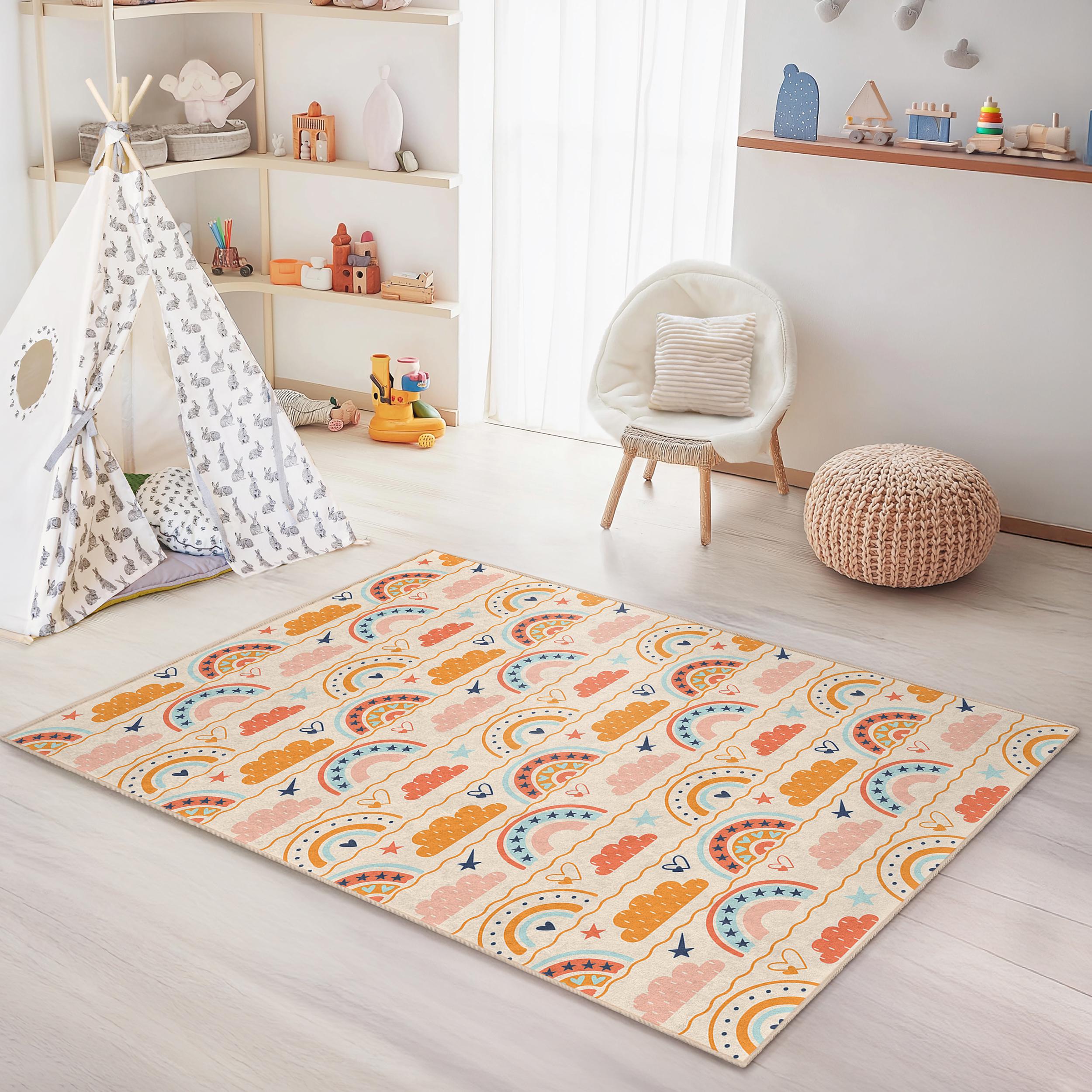 Rainbow Clouds Children's Rug 100x250cm