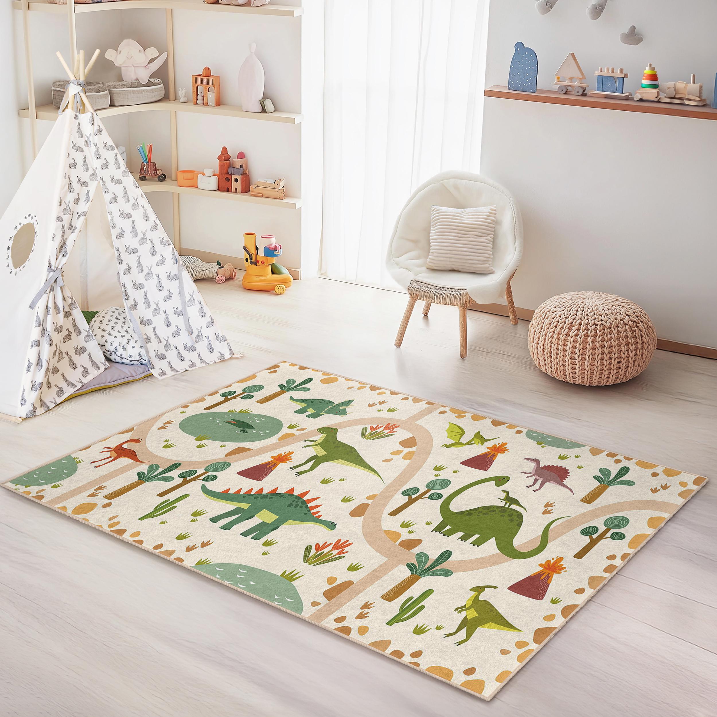Dinosaur Children's Rug Multicolor 100x300cm