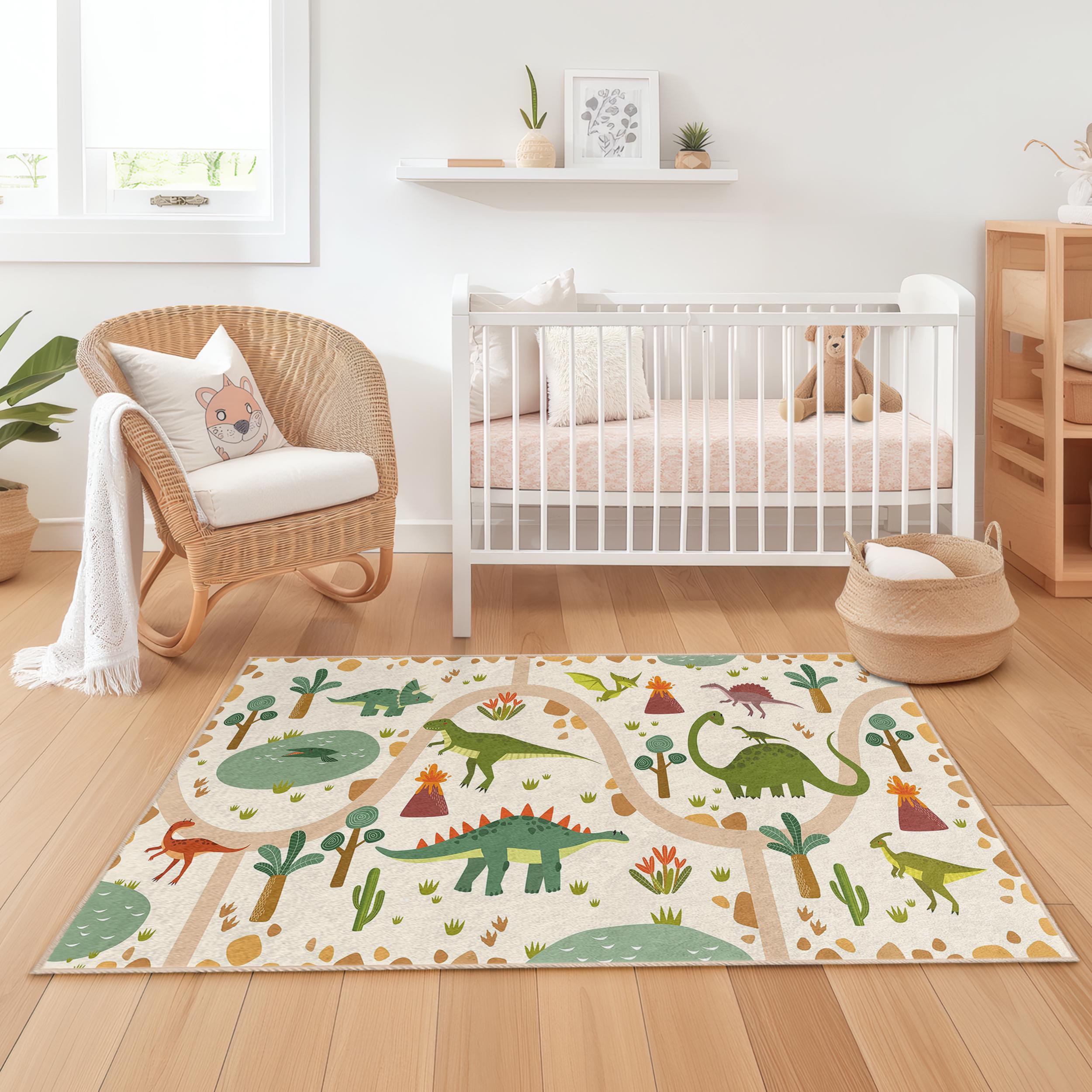 Dinosaur Children's Rug Multicolored 100x250cm