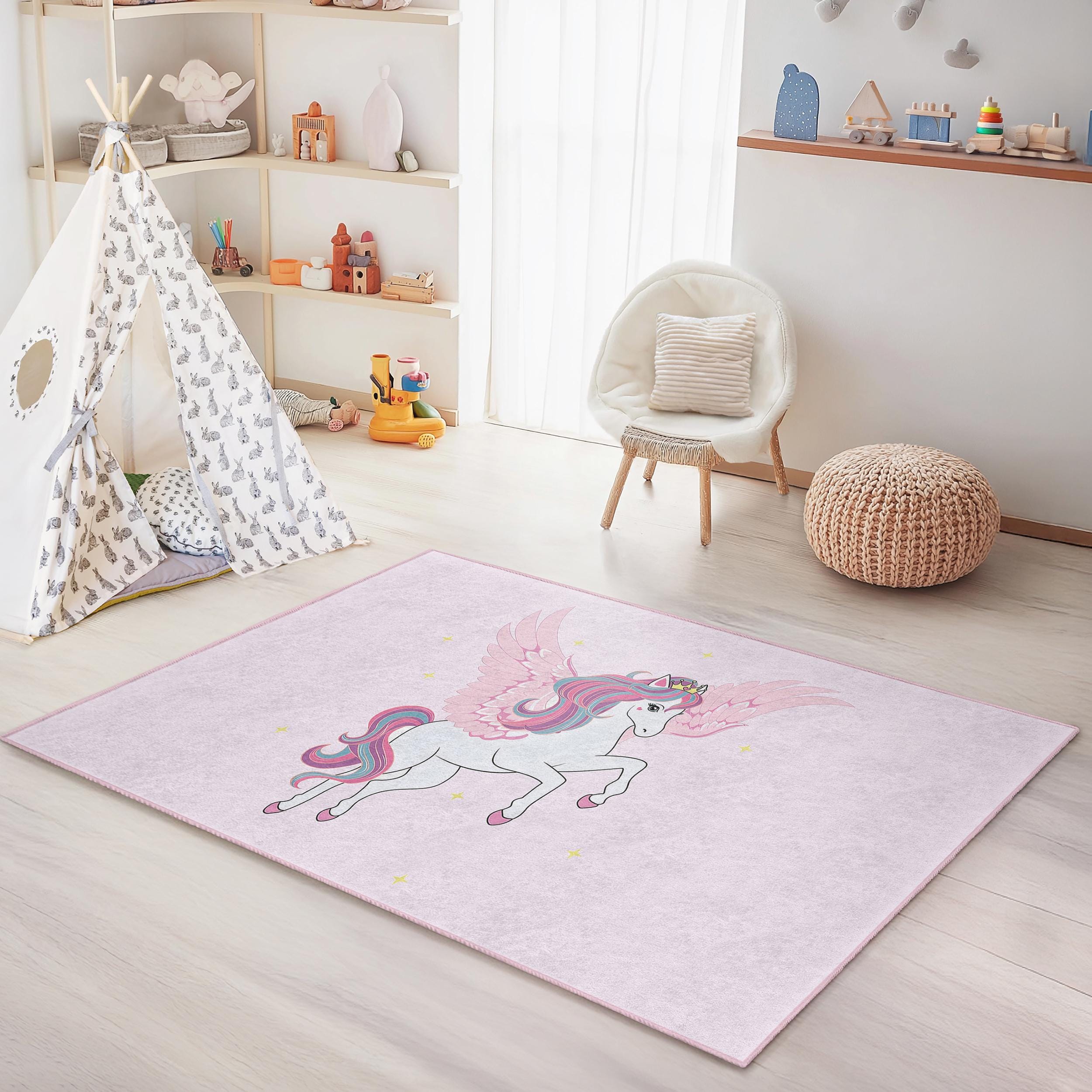Unicorn Kids Rug Multicolor 100x250cm