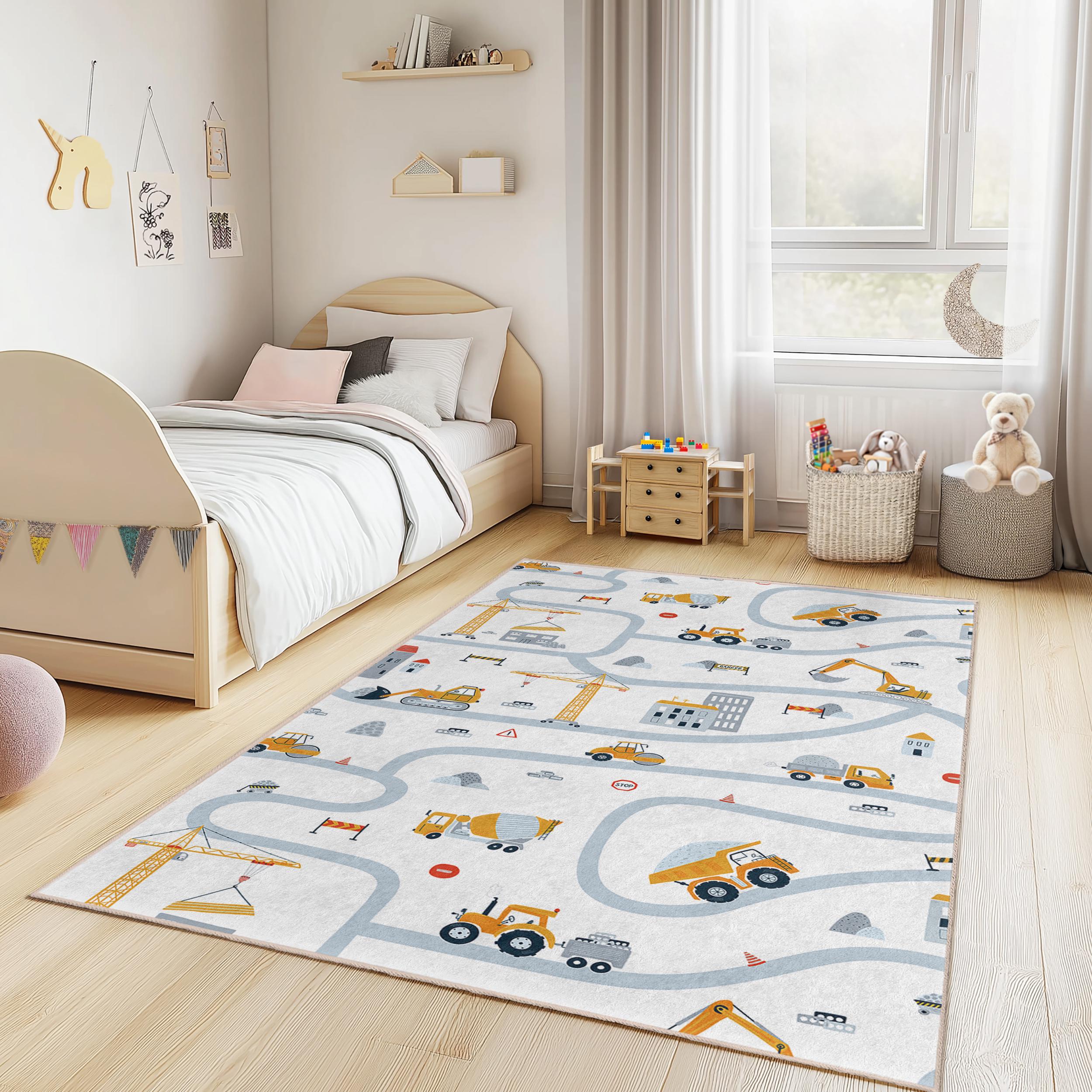 Construction site children's rug Multicolored 100x200cm