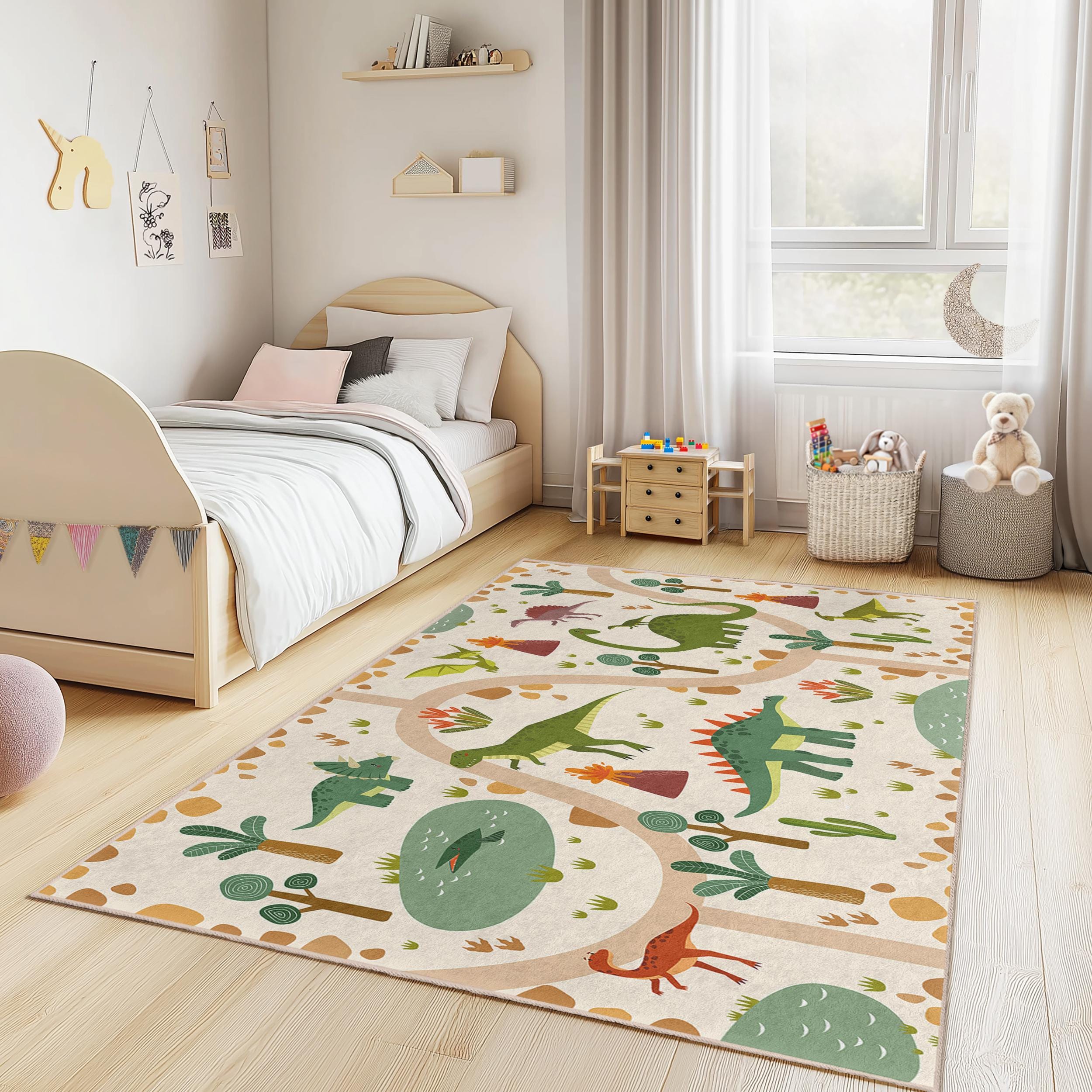 Dinosaur Children's Rug Multicolored 100x250cm