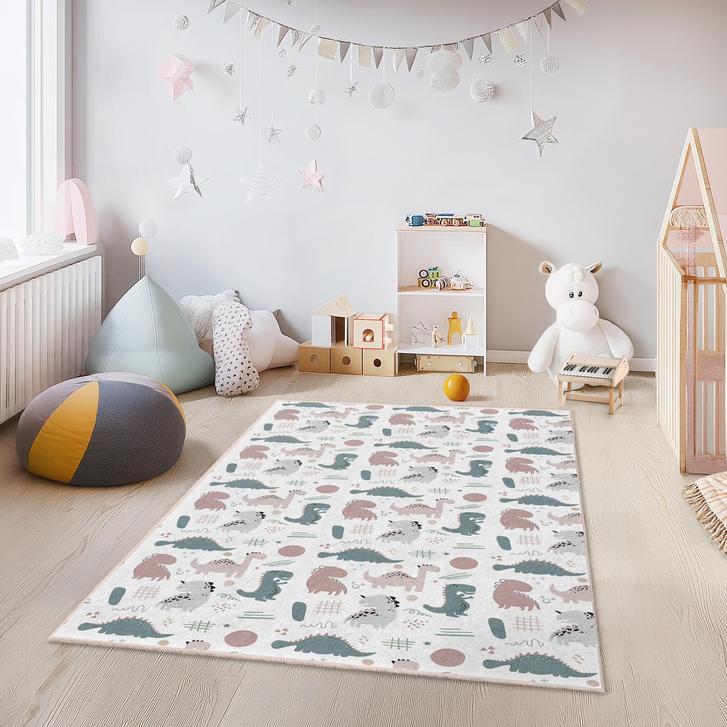 Dinosaur Children's Rug Multicolored 100x300cm