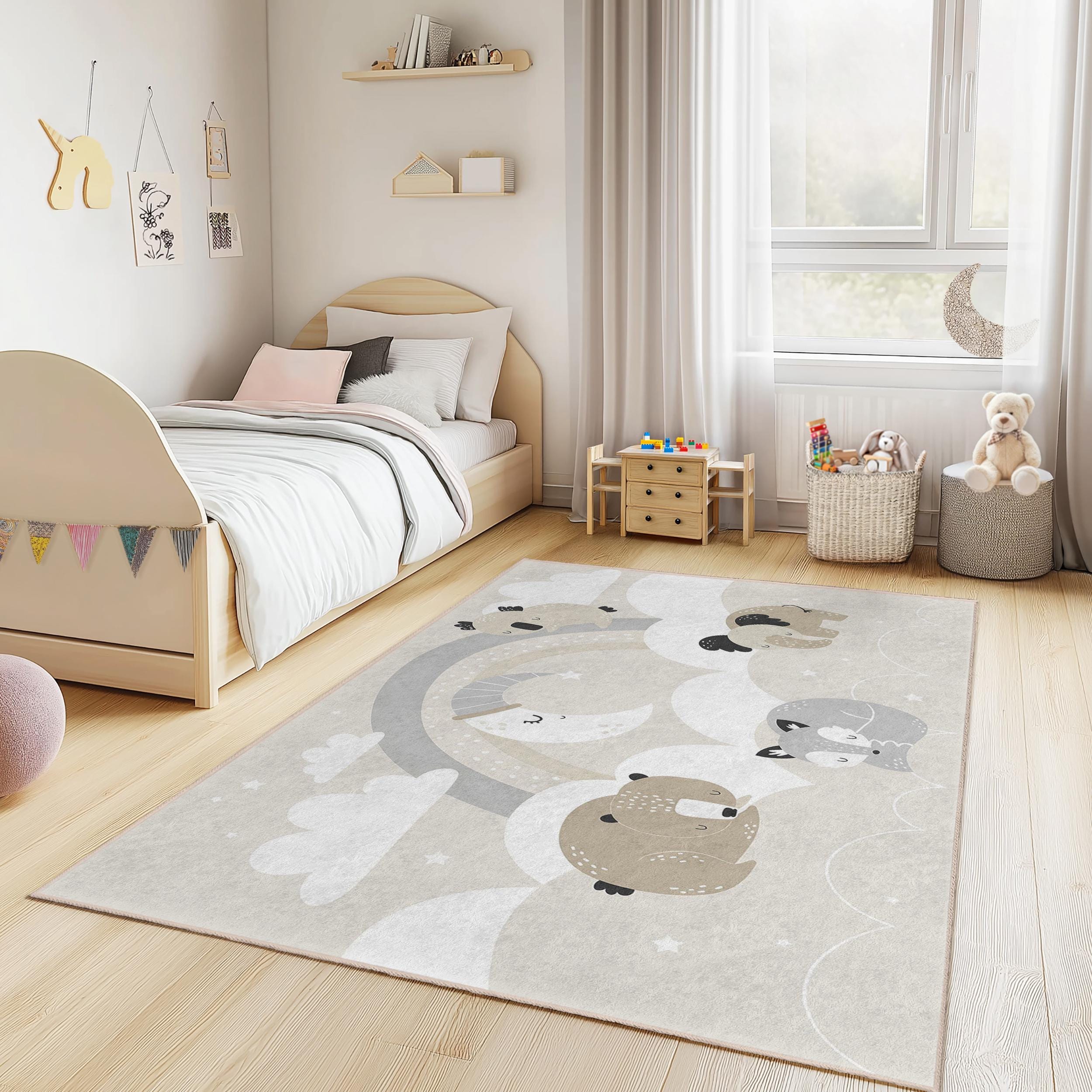 Cute Animal Children's Rug Multicolor 80x300 cm
