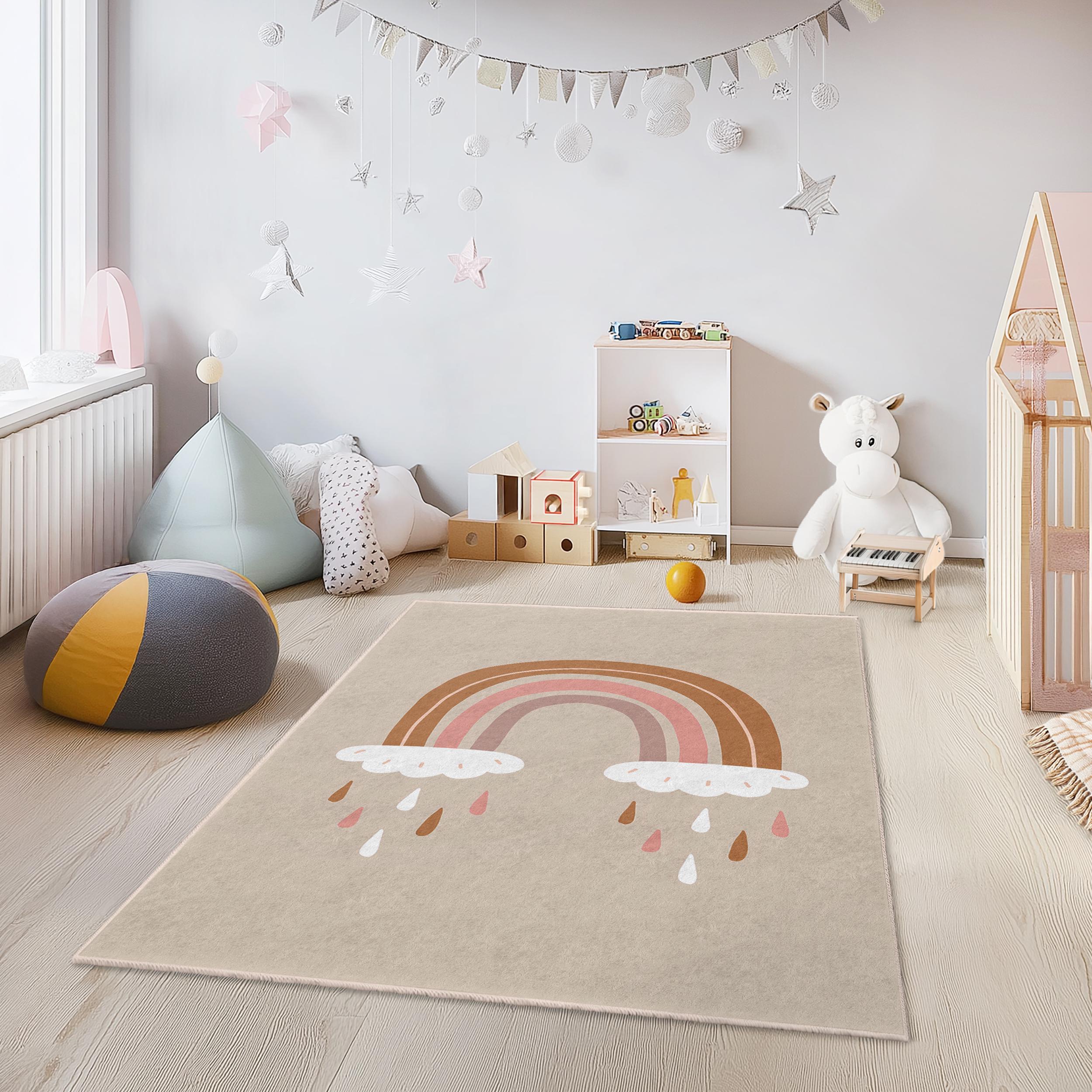 Regenbogen Kinderteppich Mehrfarbig 100x200 cm
