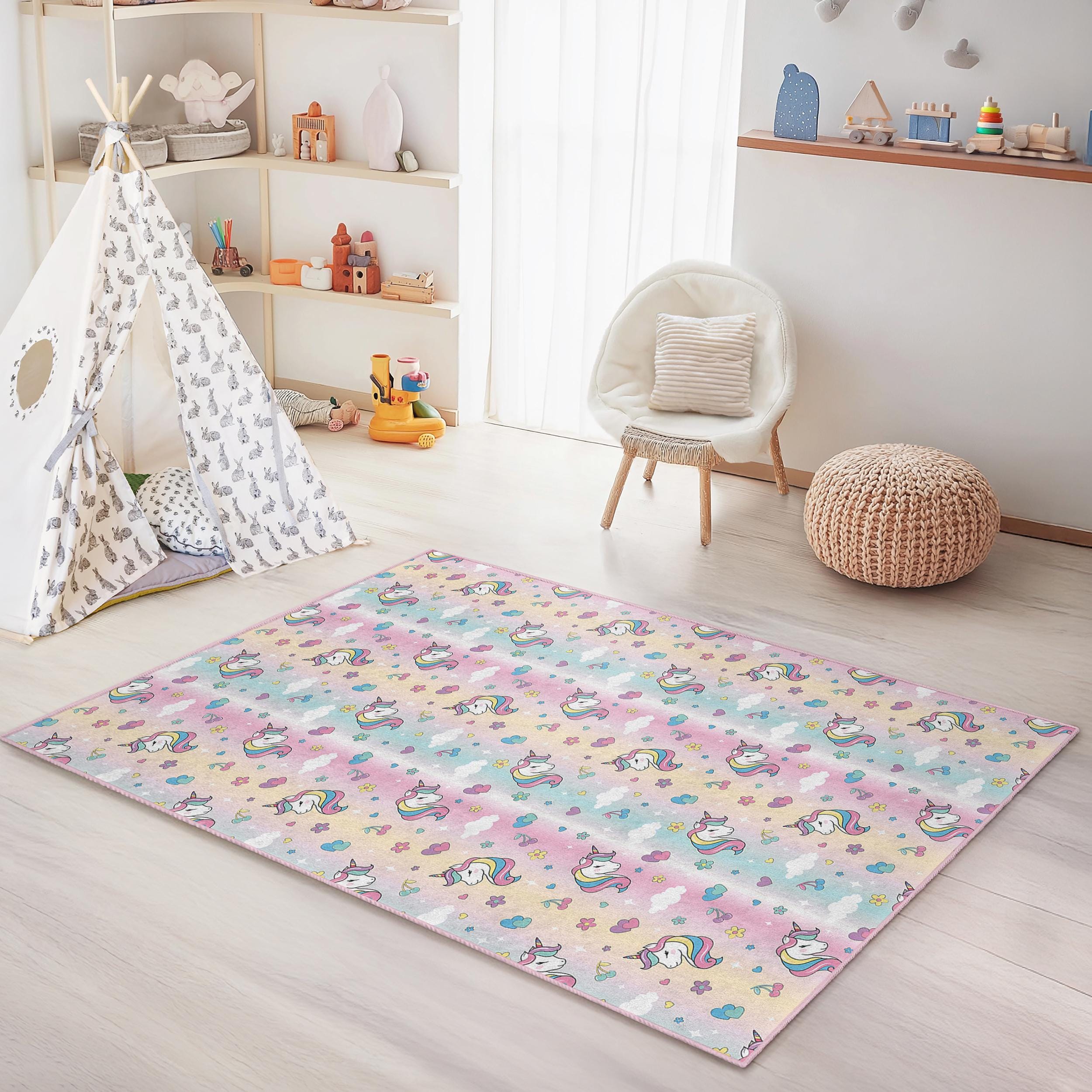 Einhorn Kinderteppich Mehrfarbig 80x300 cm