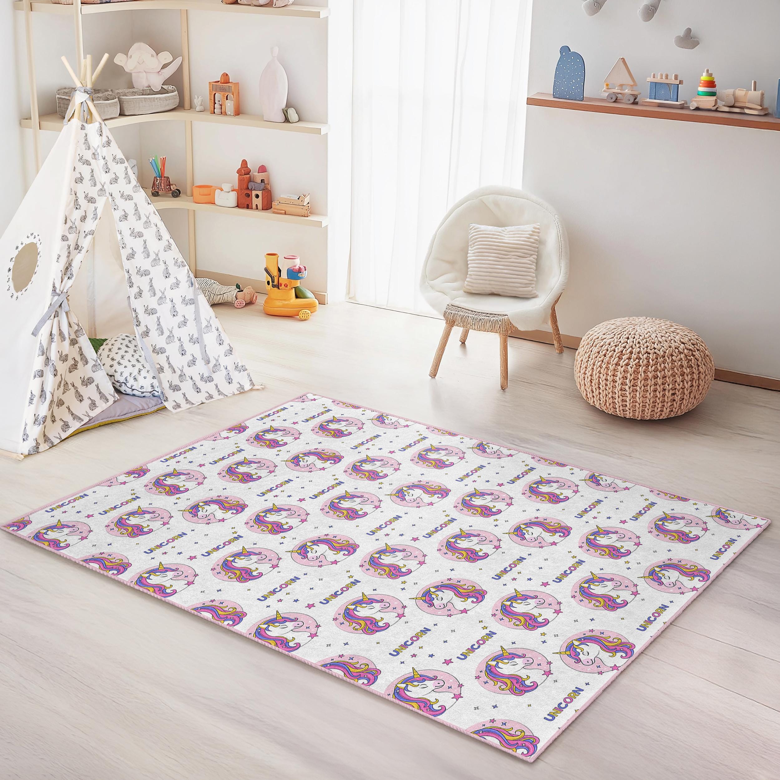 Unicorn Children's Rug Multicolored 100x300 cm