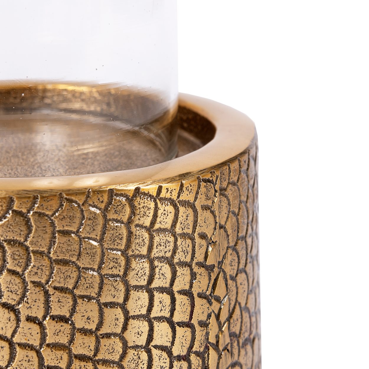 Croco Portacandela Vetro Ottone